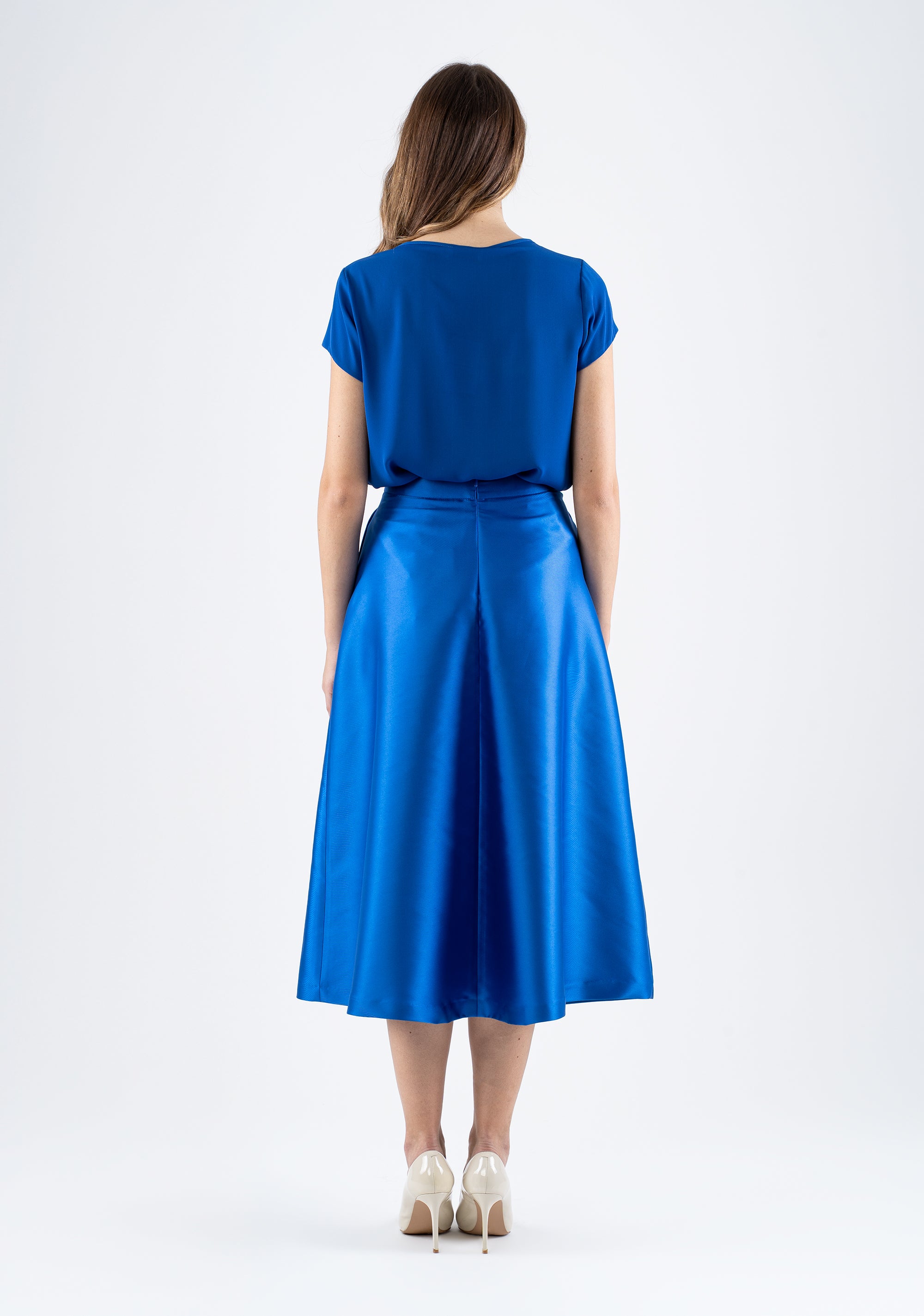 Midi flared skirt with structured pleats and pockets Fracomina FI25SG2002W44101-085_5