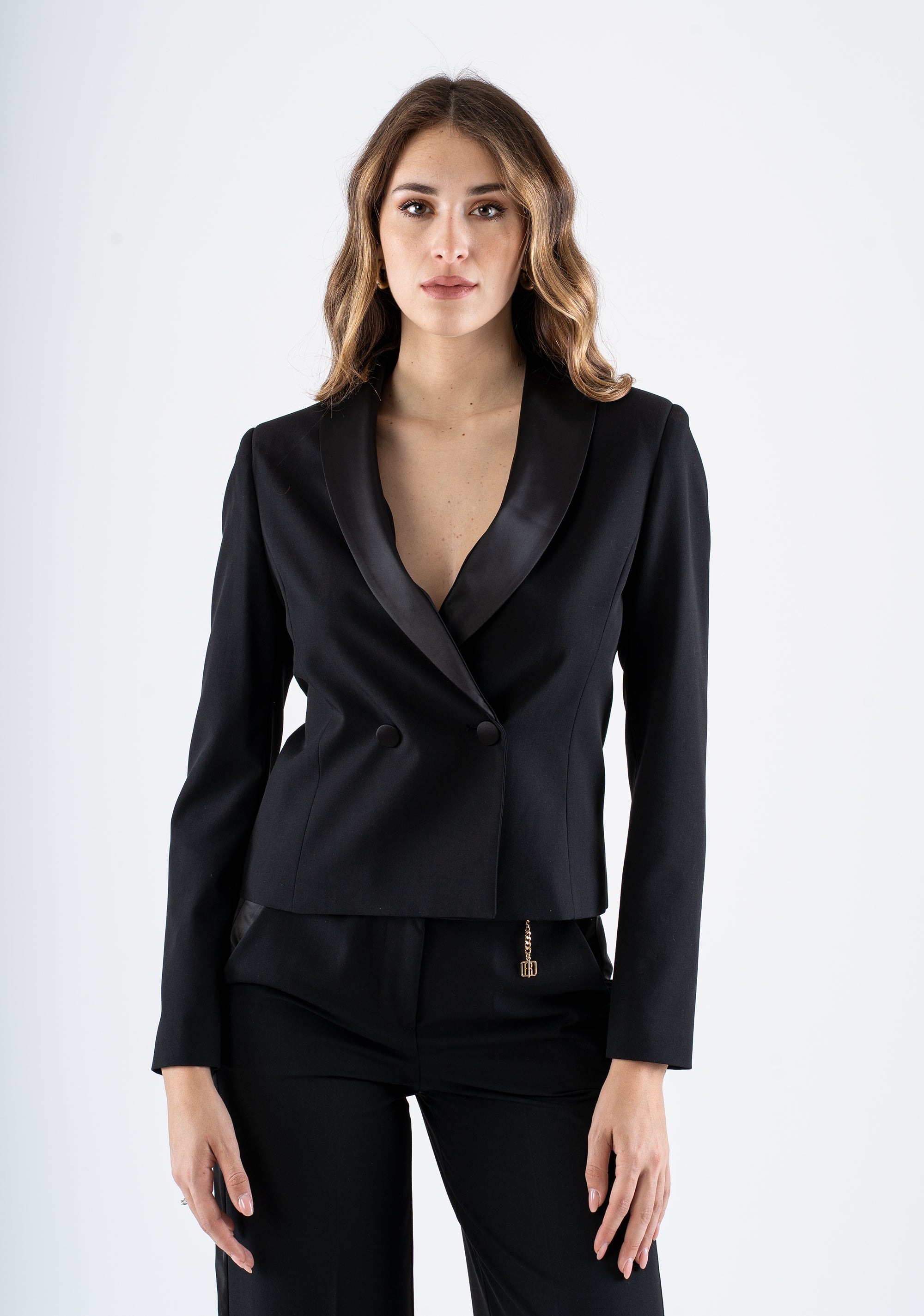 Double-Breasted Blazer with Peak Lapels Fracomina FI25SJ1001W45901-053_1
