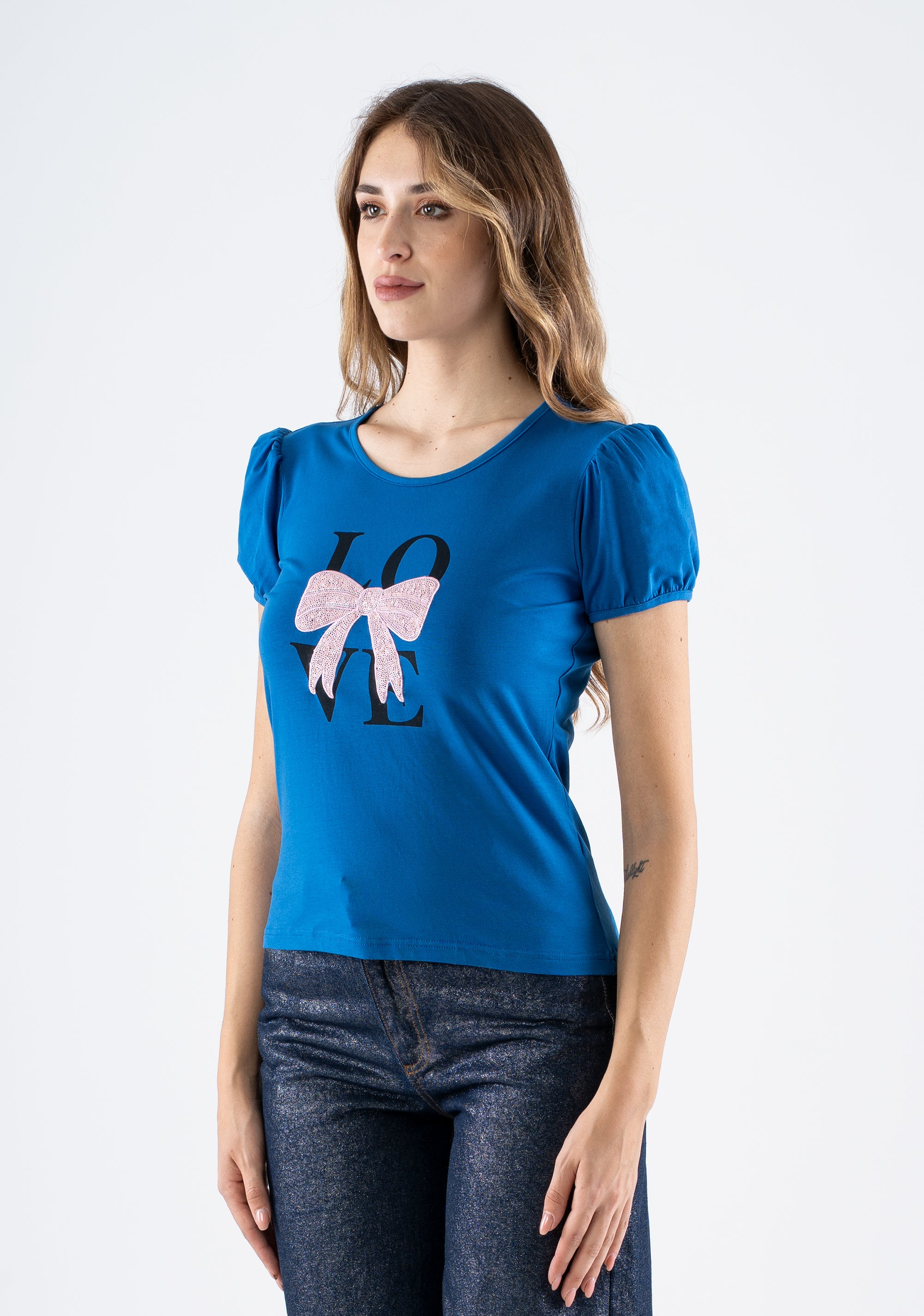 Puff Sleeve T-Shirt Fracomina FI25ST3024J401R8-078_5