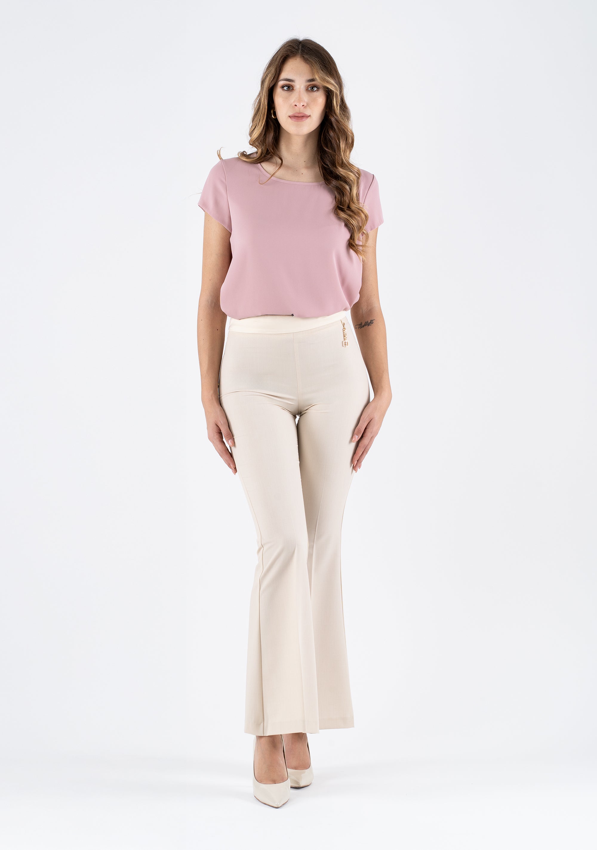 High-Waisted Flared Pants with Shaping Fit Fracomina FI25SV3003W45901-050_1
