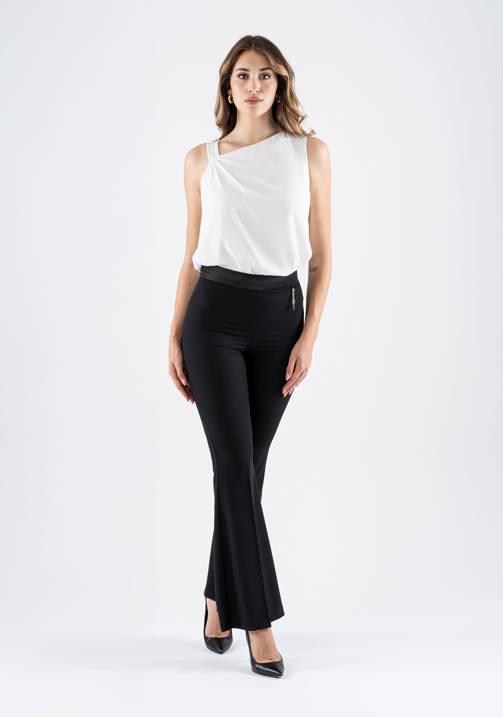 High-Waisted Flared Pants with Shaping Fit Fracomina FI25SV3003W45901-053_1