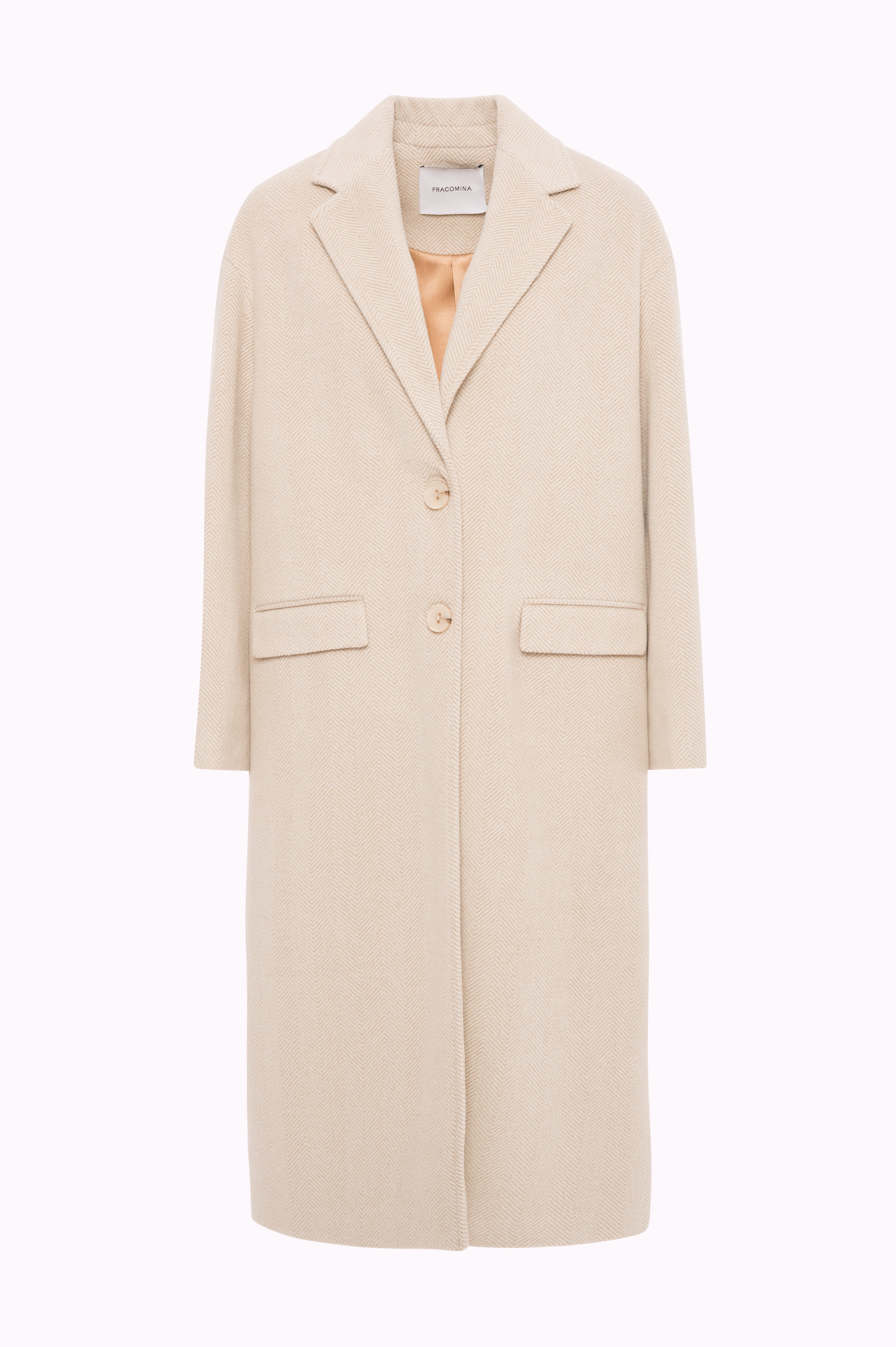 Long Herringbone Coat Fracomina FI25WC1006W65901-050FRONT