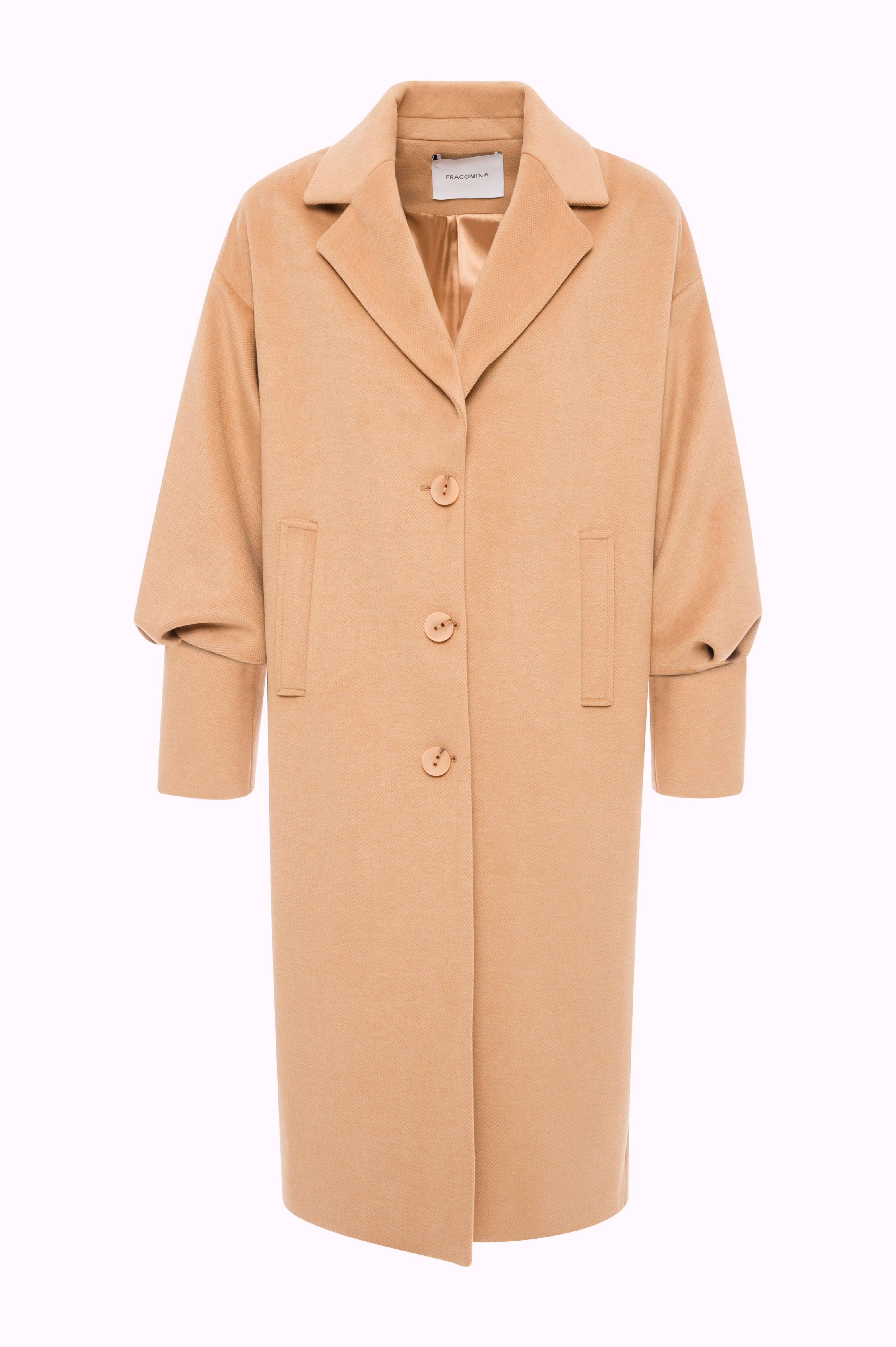Oversized Long Coat with Balloon Sleeves Fracomina FI25WC1007W48601-093FRONT
