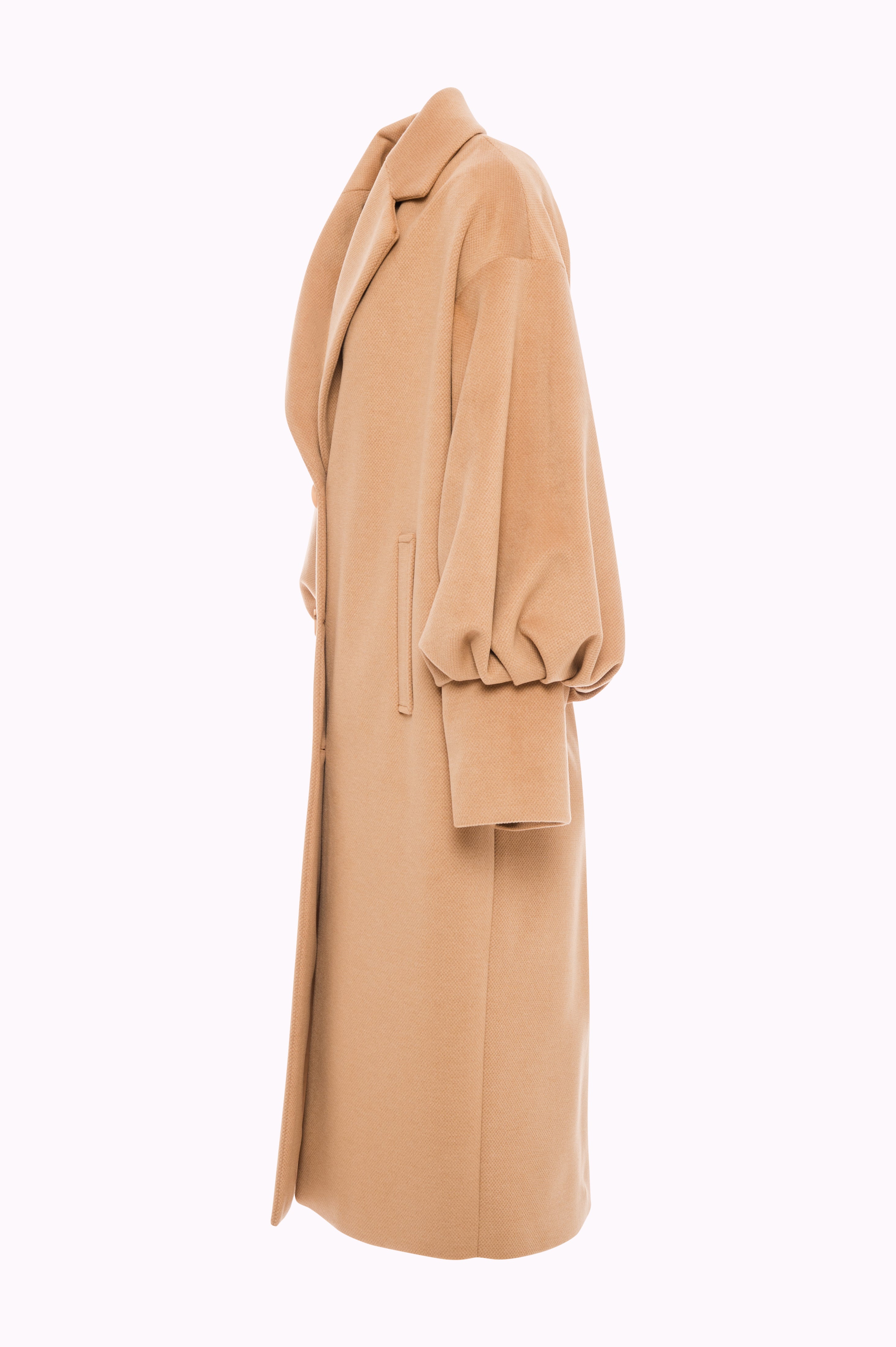 Oversized Long Coat with Balloon Sleeves Fracomina FI25WC1007W48601-093SIDE