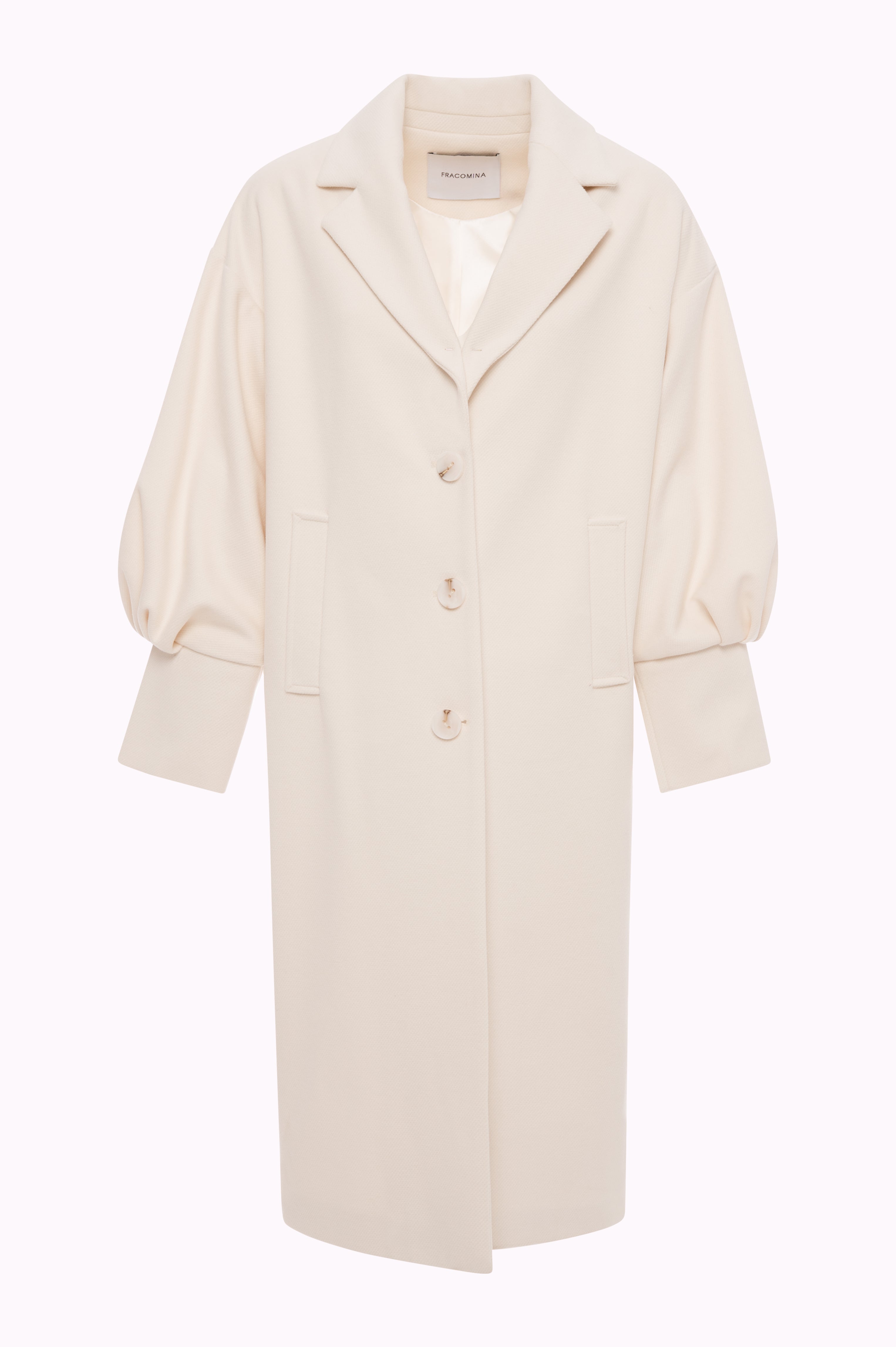 Oversized Long Coat with Balloon Sleeves Fracomina FI25WC1007W48601-108FRONT