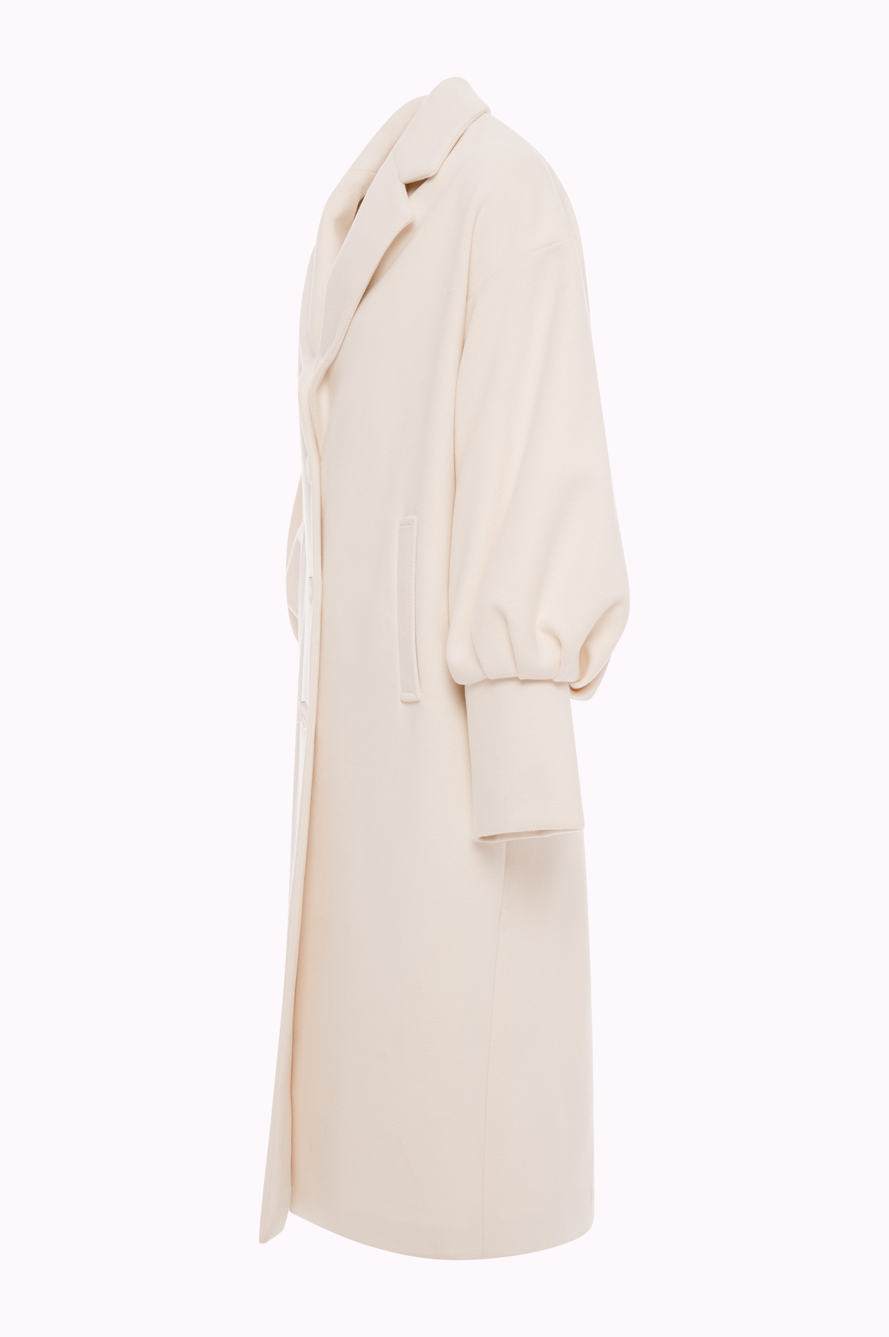 Oversized Long Coat with Balloon Sleeves Fracomina FI25WC1007W48601-108SIDE