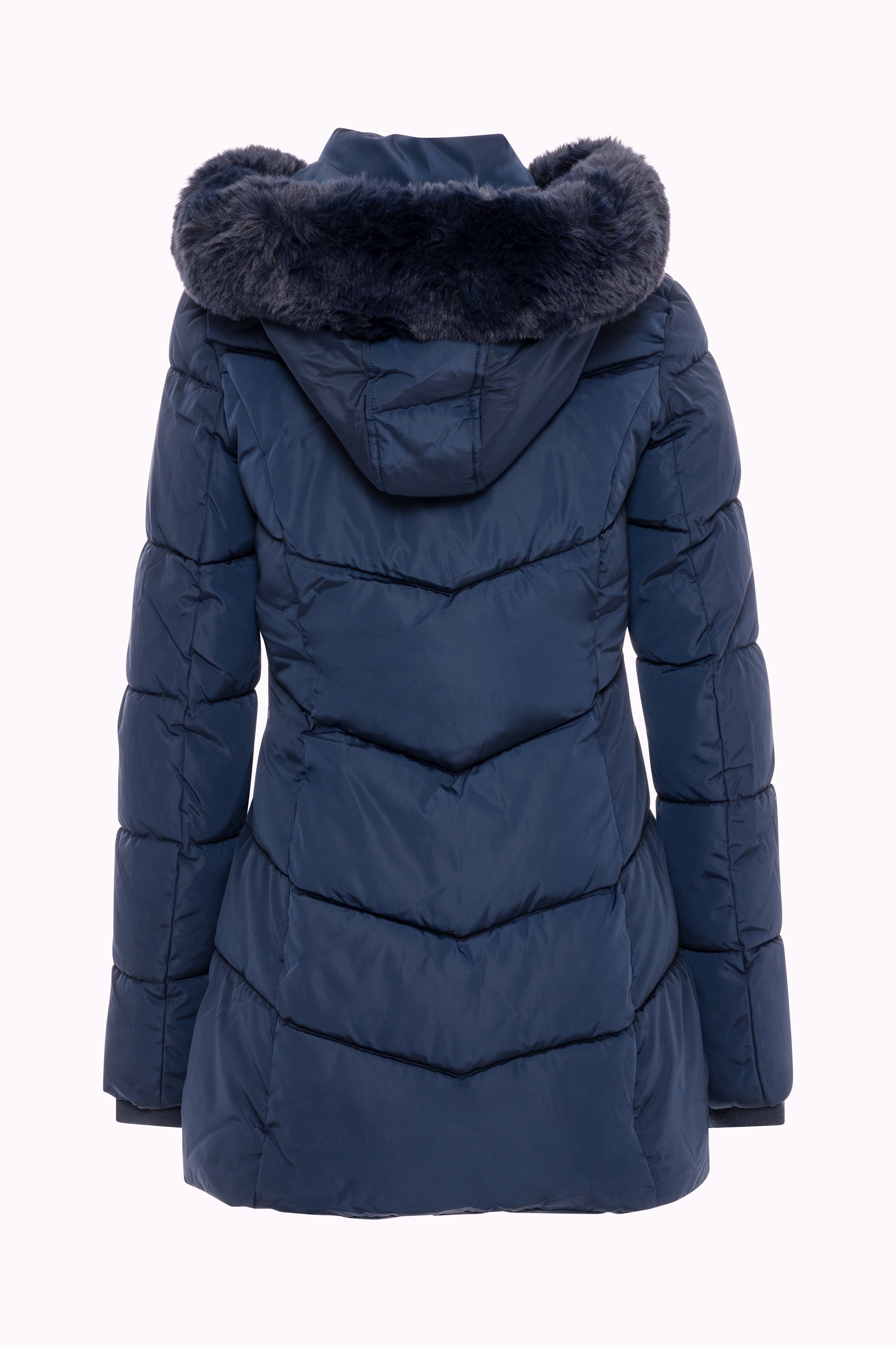 Long Padded Puffer Coat with Faux Fur Hood Fracomina FI25WC3001O41201-069BACK