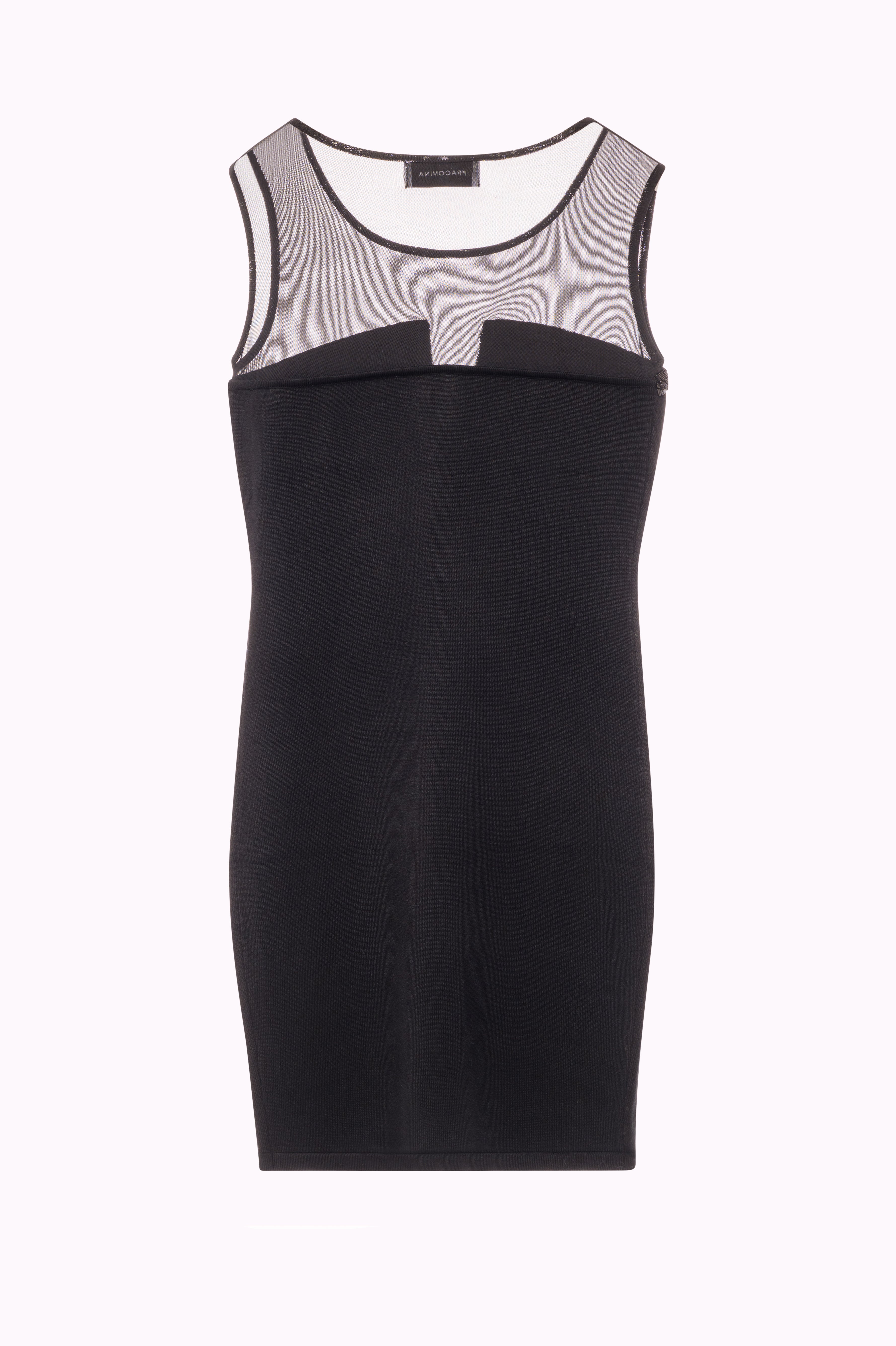 Fitted Knit Mini Dress with Sheer Tulle Details Fracomina FI25WD5001K42101-053BACK