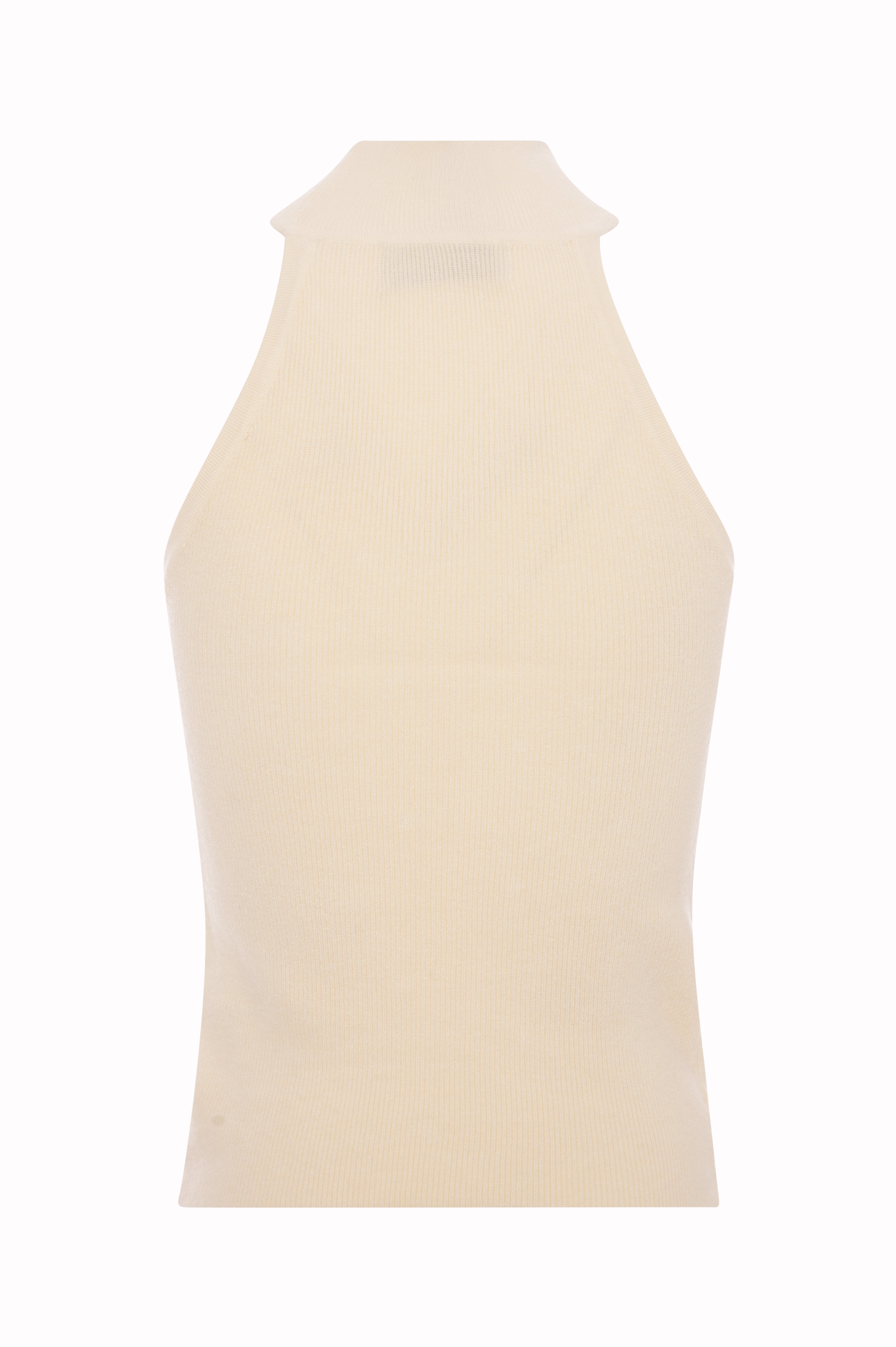 Halter Neck Ribbed Knit Top with Rhinestones Fracomina FI25WT4001K45901-108BACK