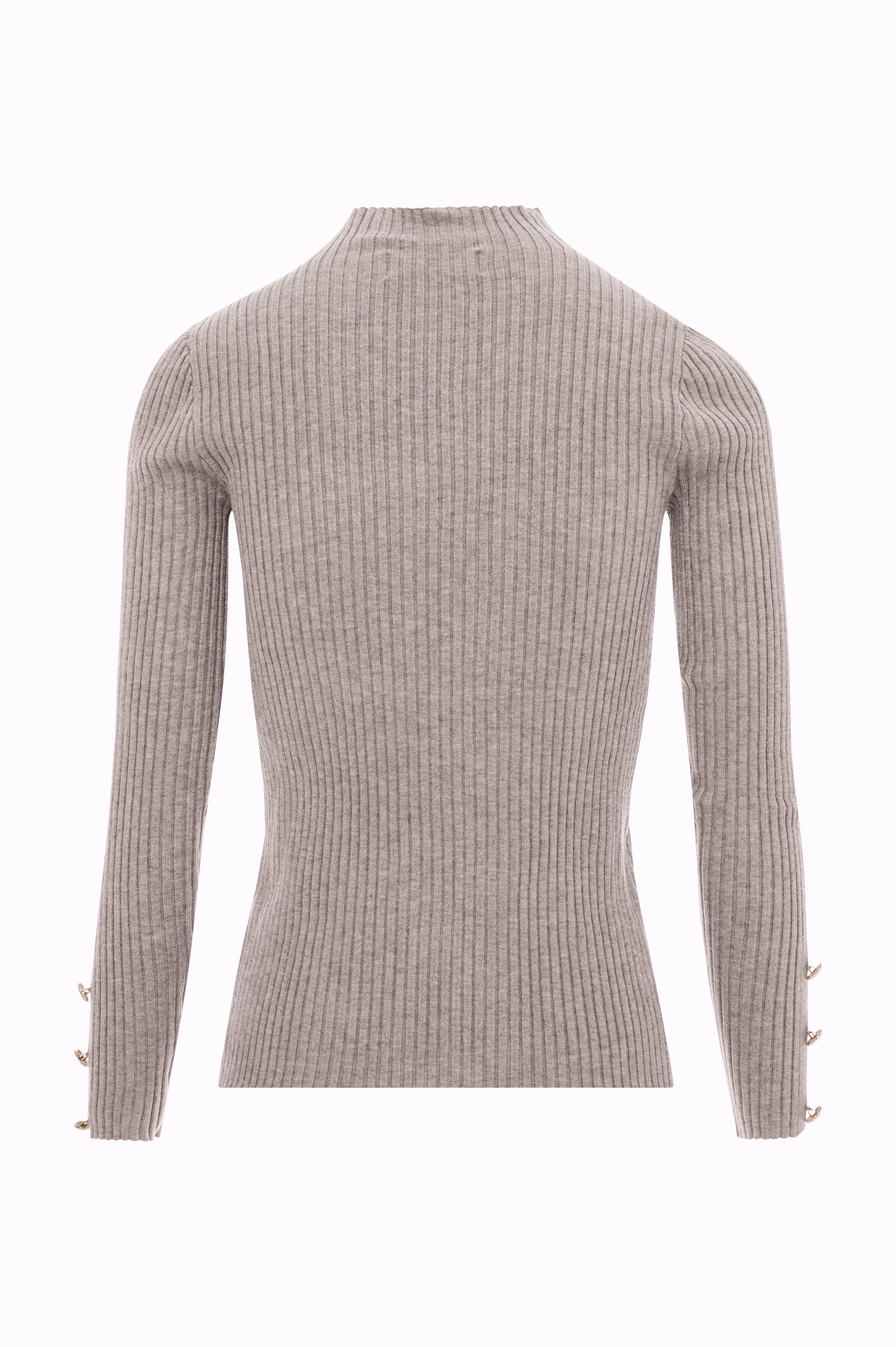 High-Neck Ribbed Knit Sweater with Jewel Buttons Fracomina FI25WT7004K50201-159BACK
