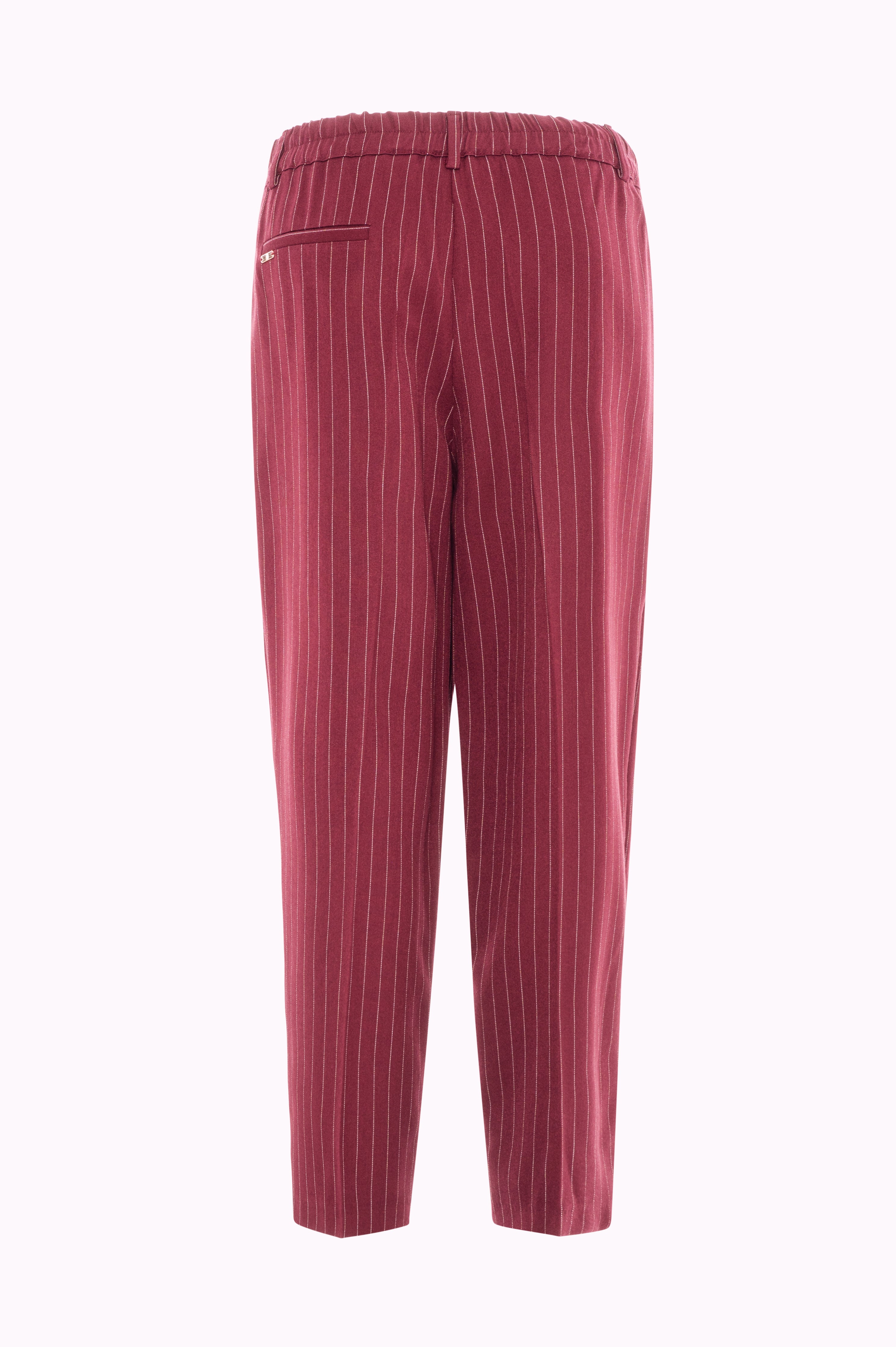 High-Waisted Cropped Pinstripe Trousers with Pleats Fracomina FI25WVD001W491D4-087BACK