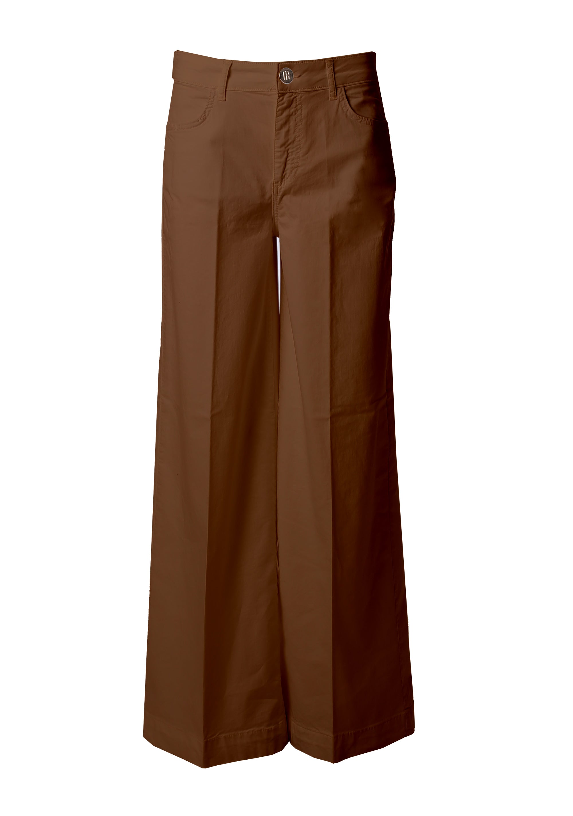 High-Waisted Wide-Leg Trousers with Pressed Crease Fracomina FI26SV3003W40101_brown