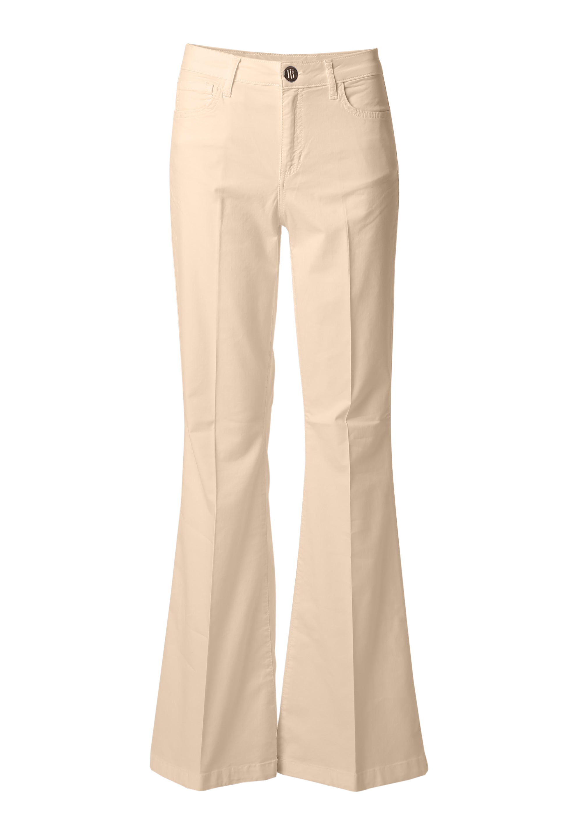 High-Waisted Flare Trousers with Pressed Crease Fracomina FI26SVA002W40101_Beige