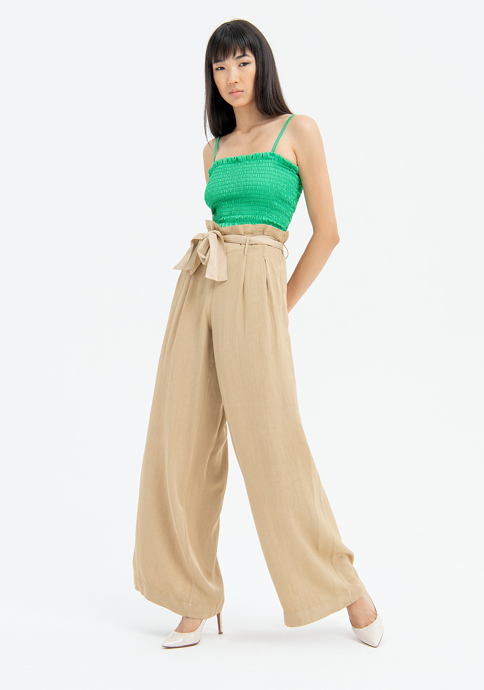 Palazzo pant wide fit made in viscose and tencel Fracomina FJ23SV3002W61701-I62-1