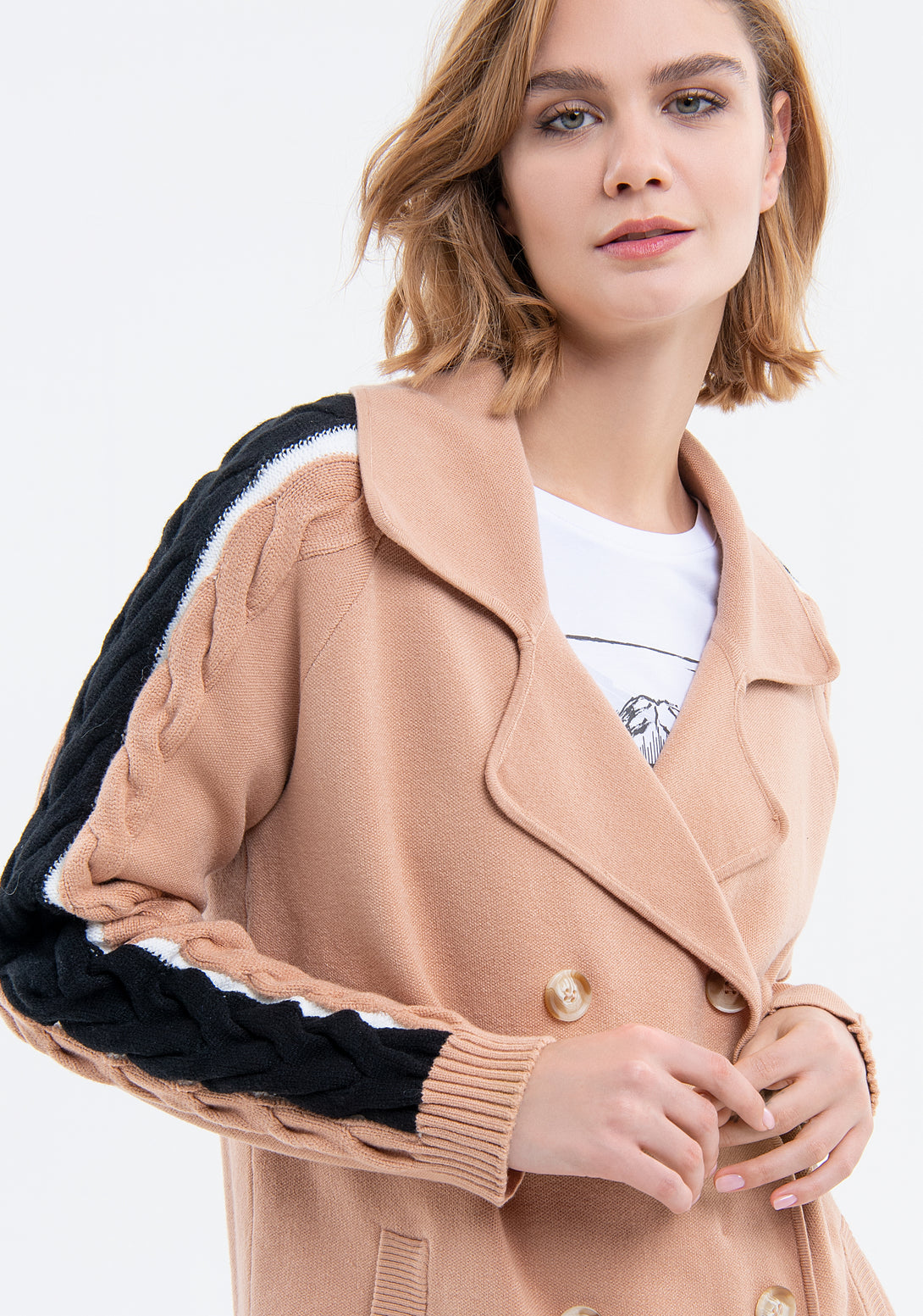 Knitted coat regular fit double breasted Fracomina FJ23WC1002K50201-093-3