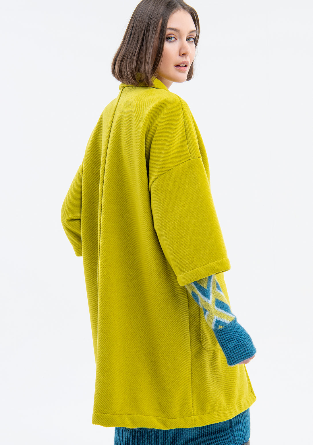 Coat over fit single breasted made in textured fabric Fracomina FJ23WC1002W48601-L67-4