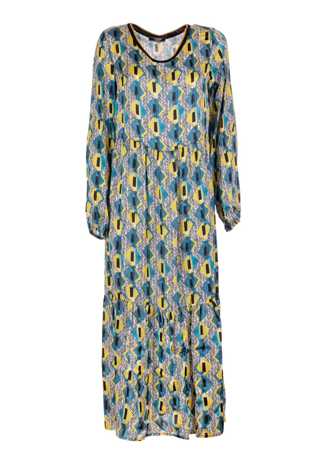 Long dress regular fit made in viscose with geometric print