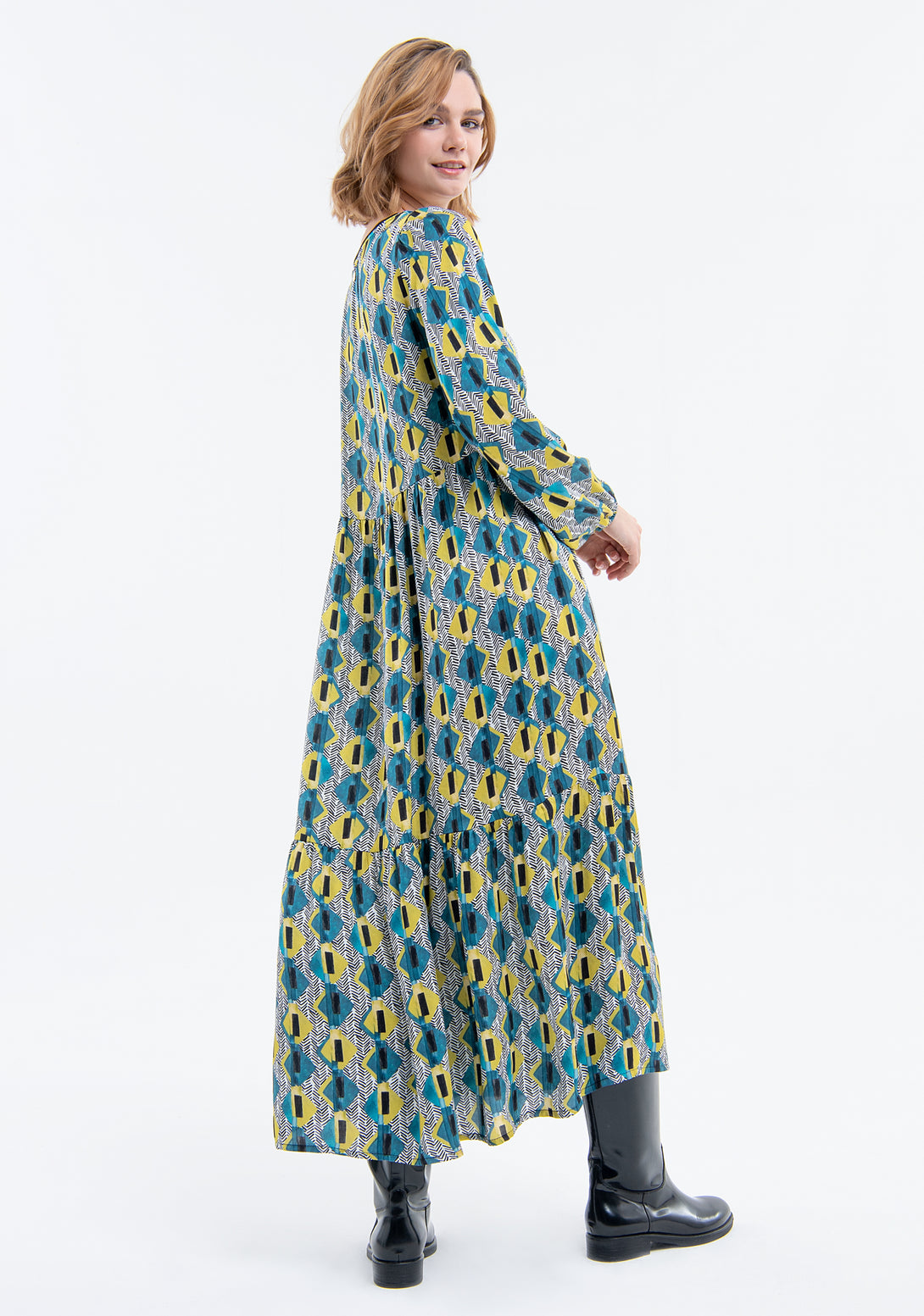 Long dress regular fit made in viscose with geometric print Fracomina FJ23WD3003W451R8-R67-4