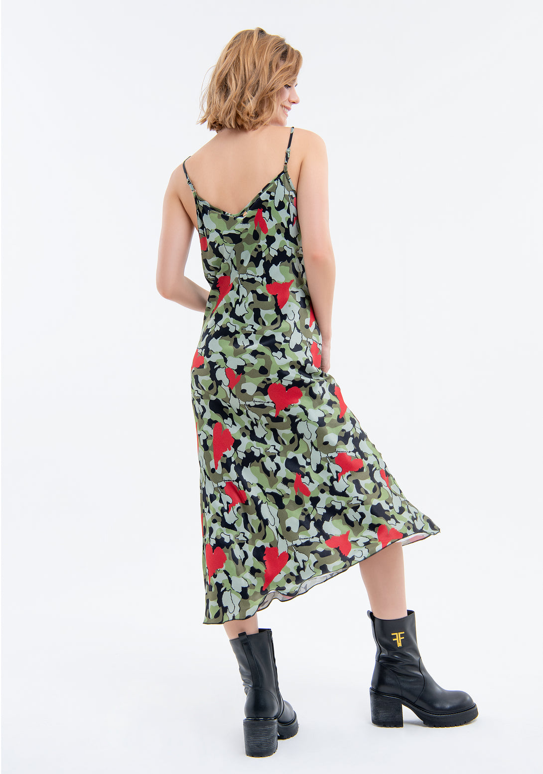 Long dress regular fit lingerie style with camouflage print Fracomina FJ23WD3004W641B7-R36-3