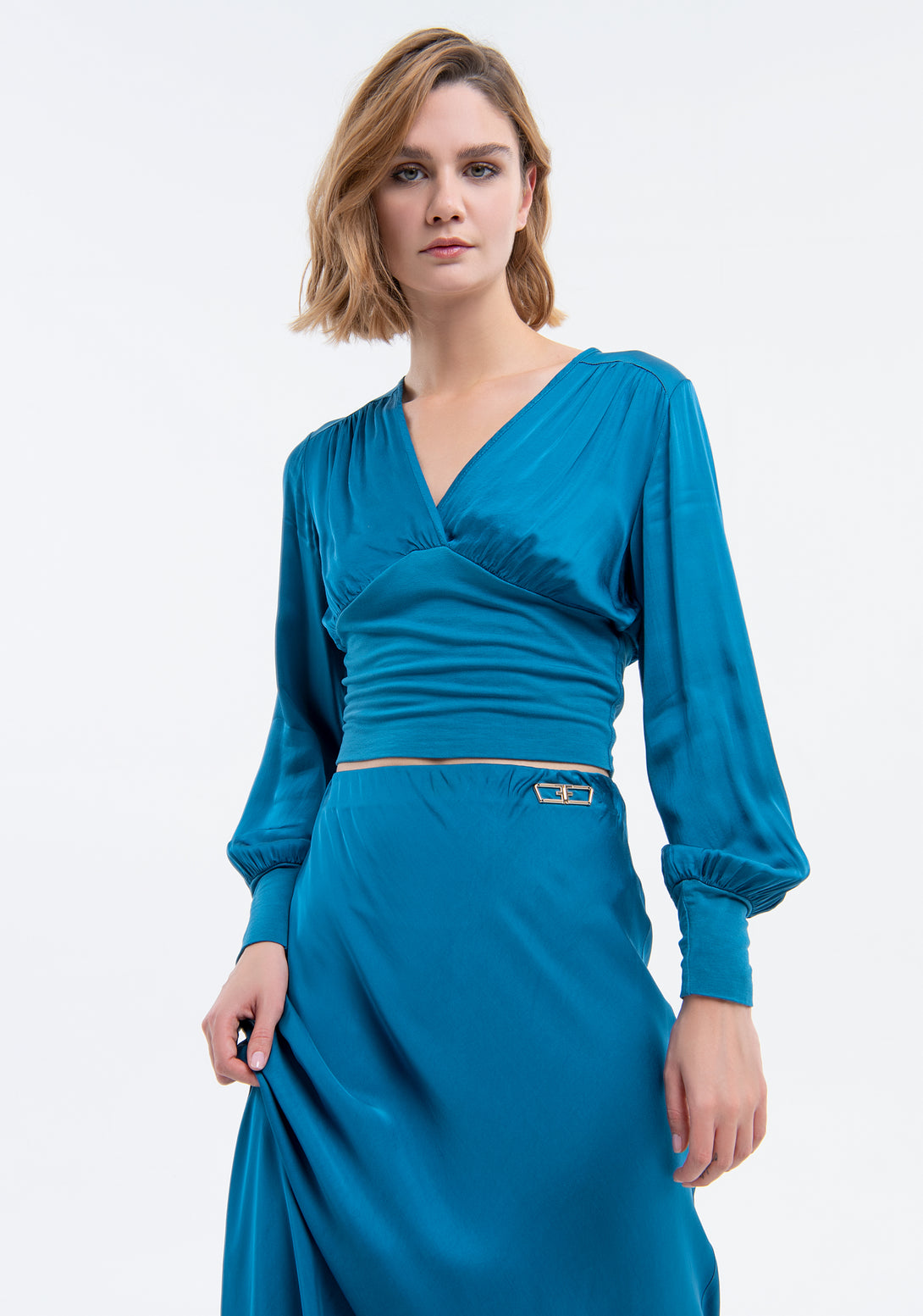 Long skirt regular fit made in satin Fracomina FJ23WG2001W45101-L53-2