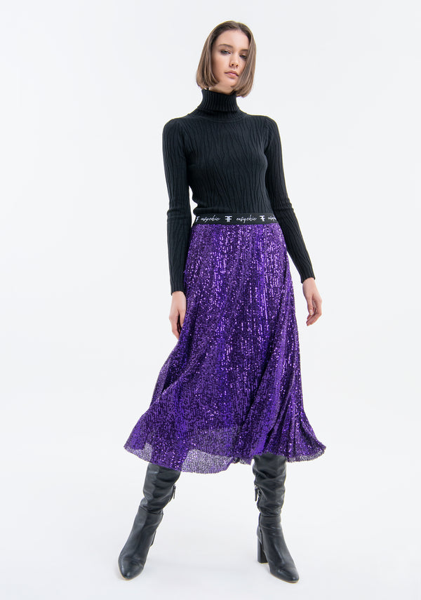 Skirt wide fit with plissè effect and sequins Fracomina FJ23WG2003W53601-335-1