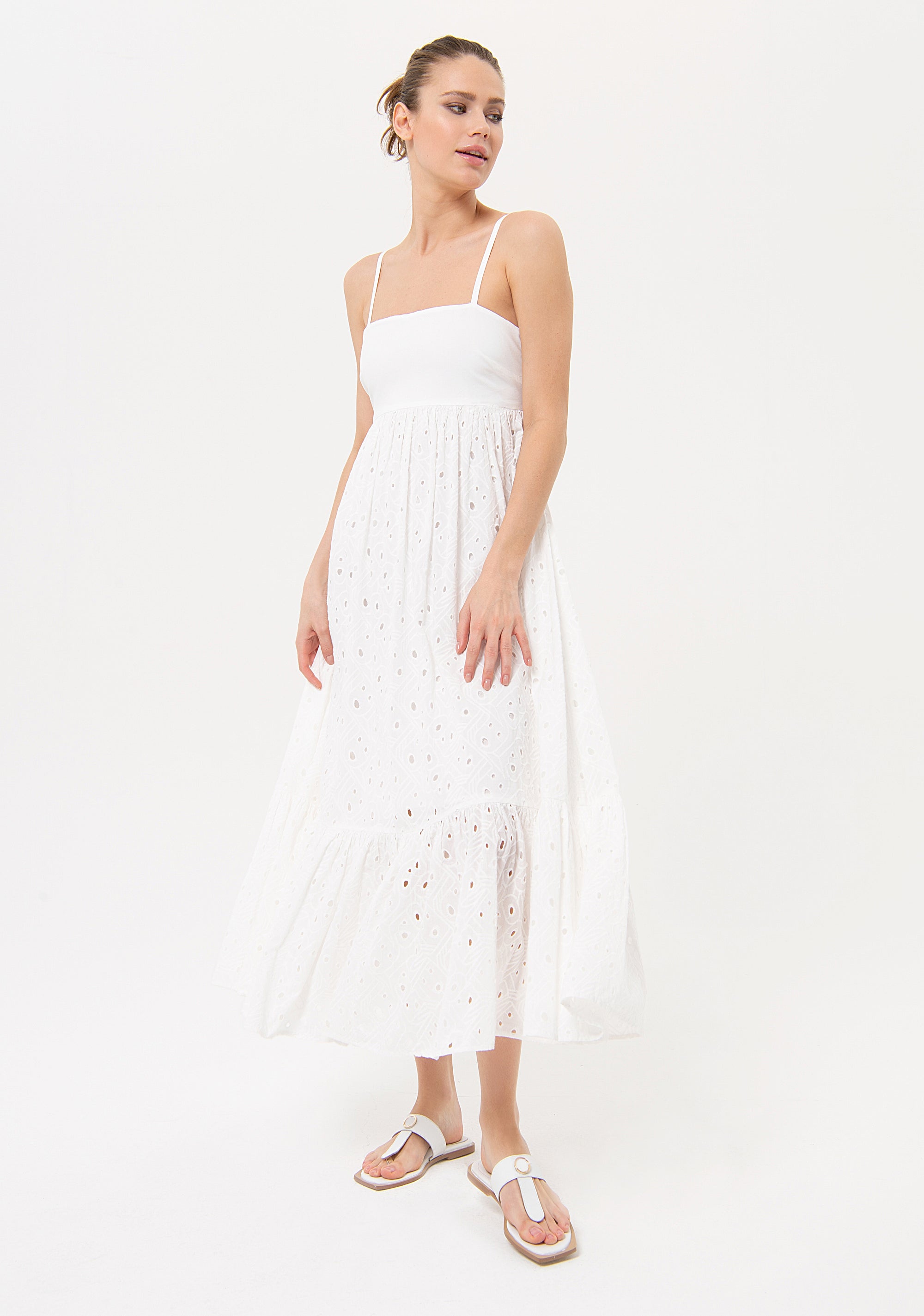 Long dress regular fit made in San Gallo lace Fracomina FJ24SD3003W40401-278-1_a1cf4789-fb35-488a-9a7d-6296cd36c037