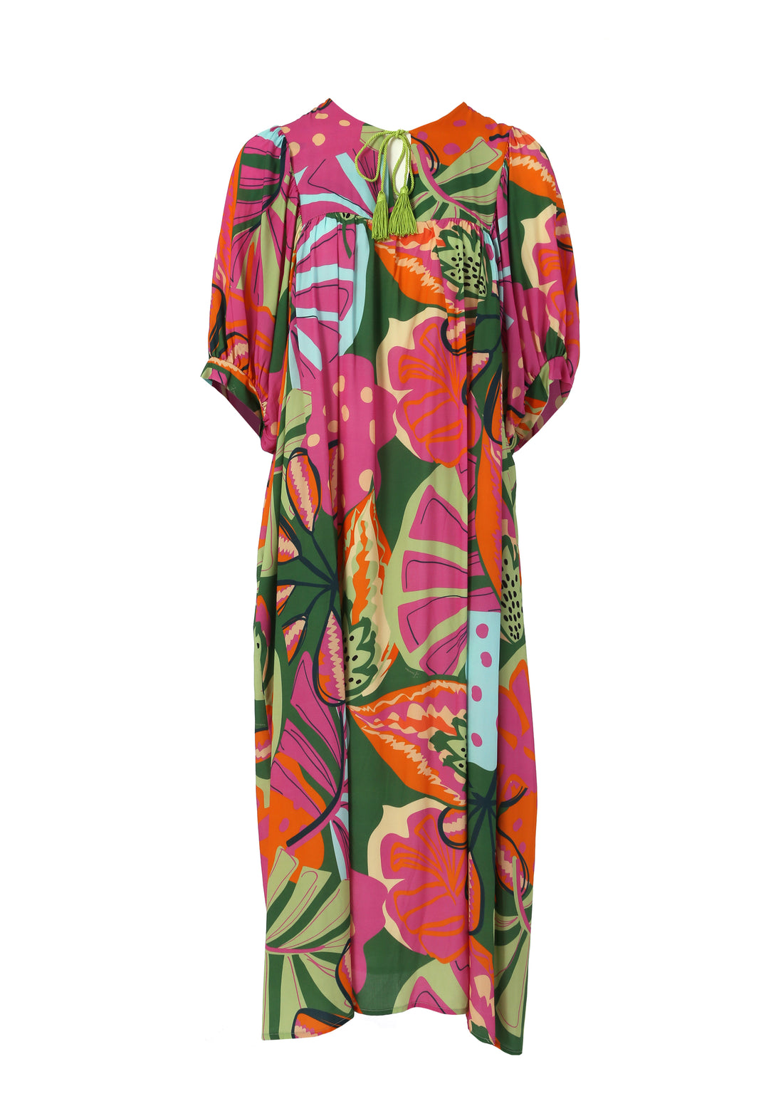 A-shape dress with tropical pattern