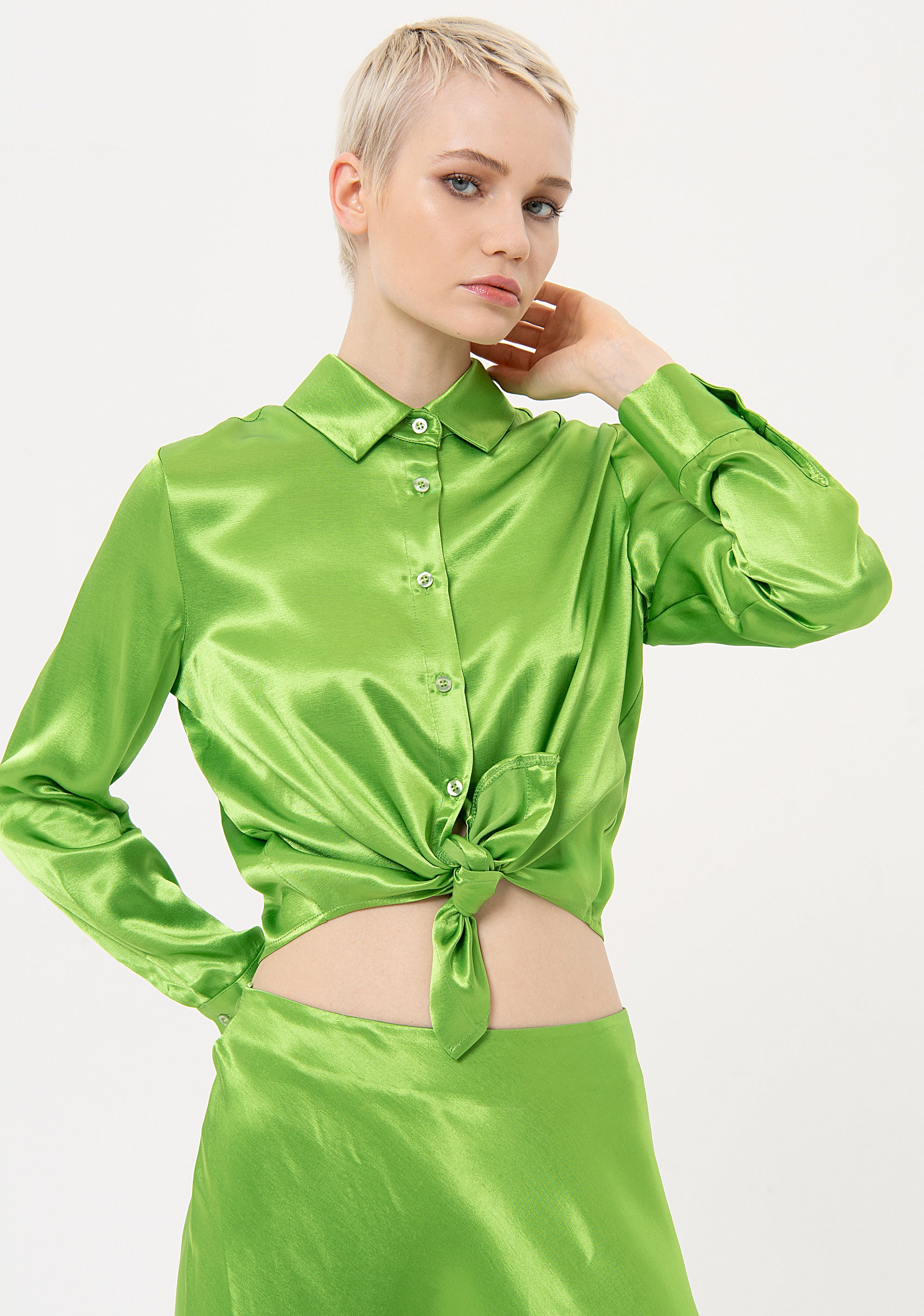 Dress regular fit, middle length, made in satin Fracomina FJ24SD3009W68301-G48-2