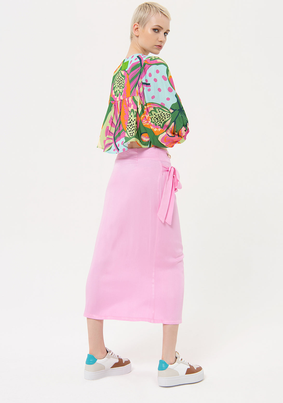 Skirt regular fit, middle length, made in satin Fracomina FJ24SG2003W41301-226-3