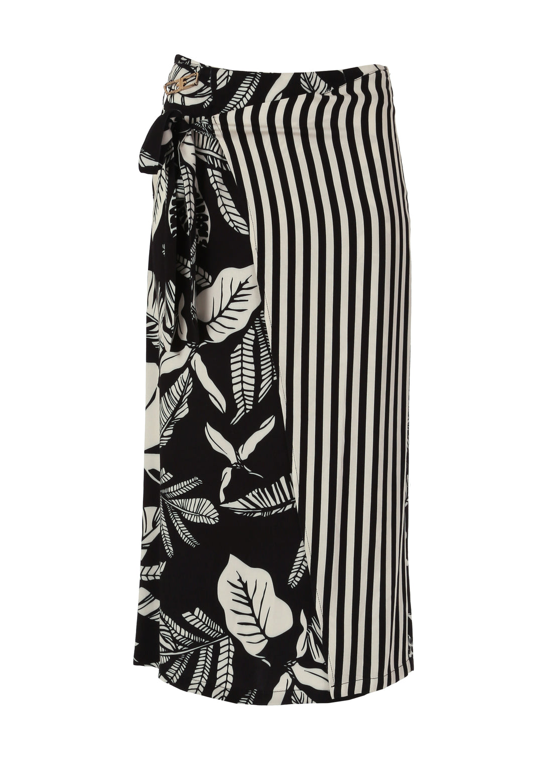 Skirt regular fit, middle length, striped and with flowery  pattern