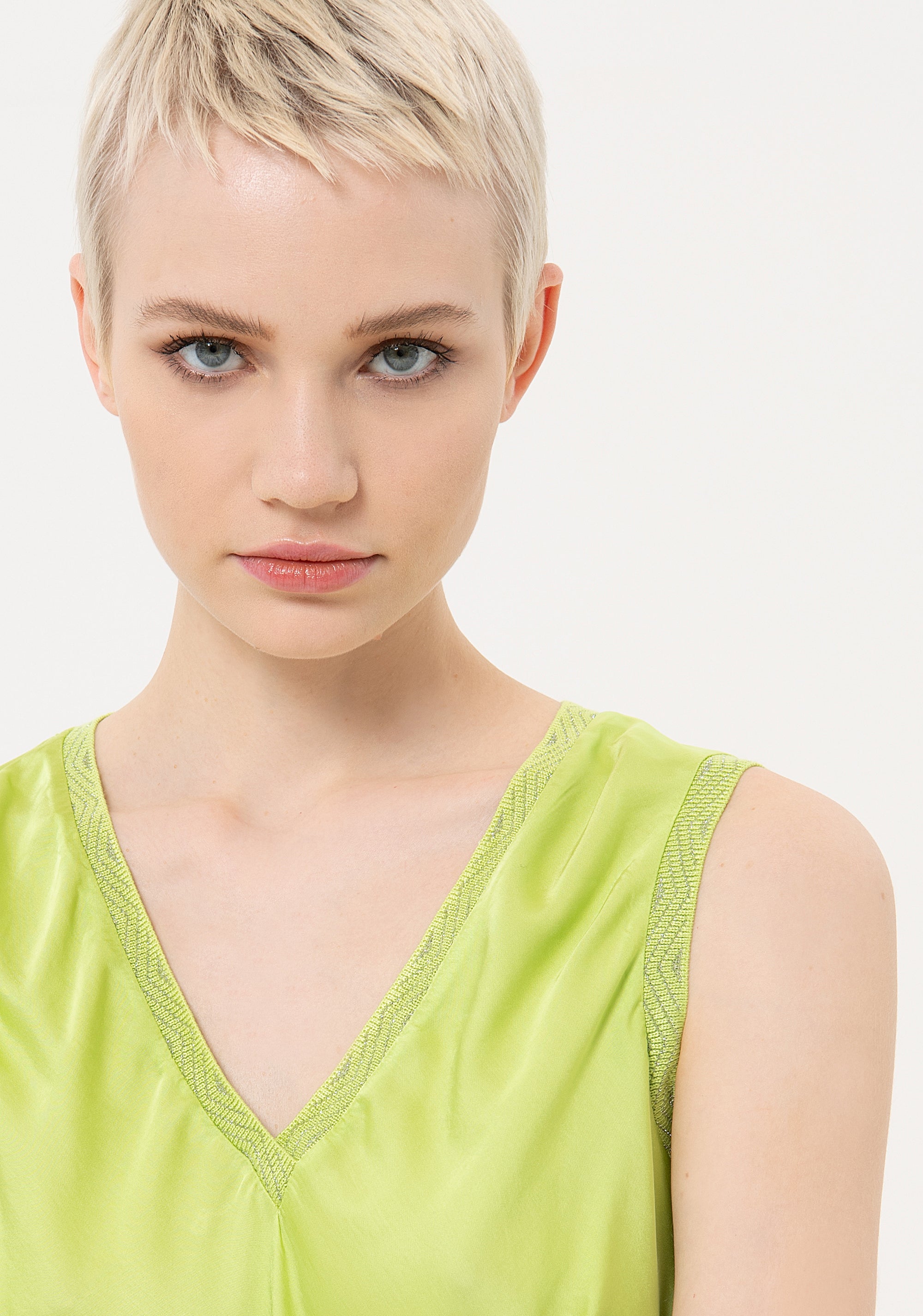 Sleeveless top made in satin Fracomina FJ24ST2003W45101-G48-2