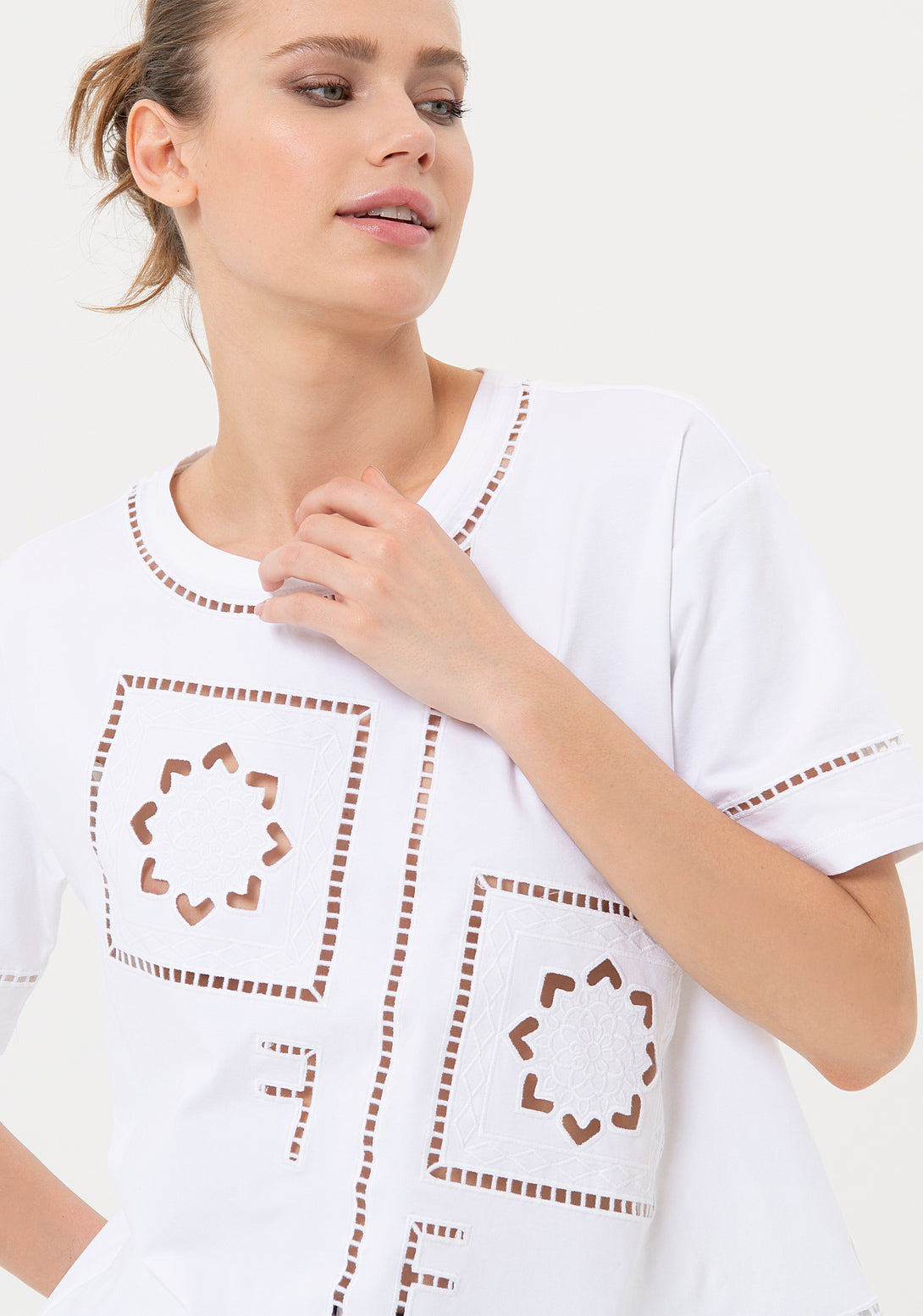 Top regular fit made in cotton with embroideries Fracomina FJ24ST3001J401E5-278-3