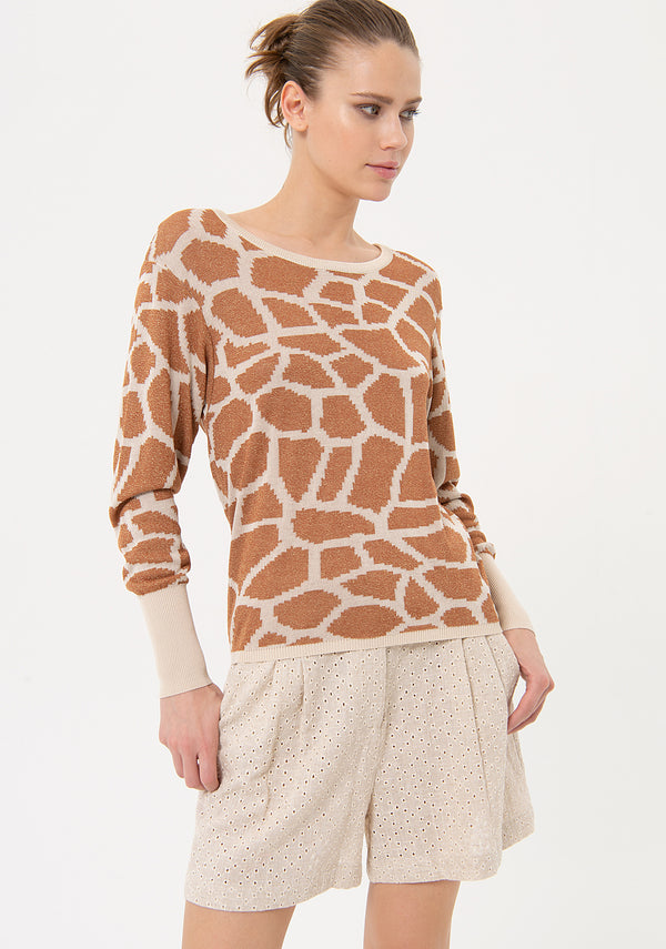Knitted sweater regular fit with animalier pattern Fracomina FJ24ST7003K420L7-S33-1