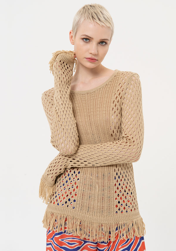 Knitted sweater regular fit with net stitch Fracomina FJ24ST7005K526O7-251-1