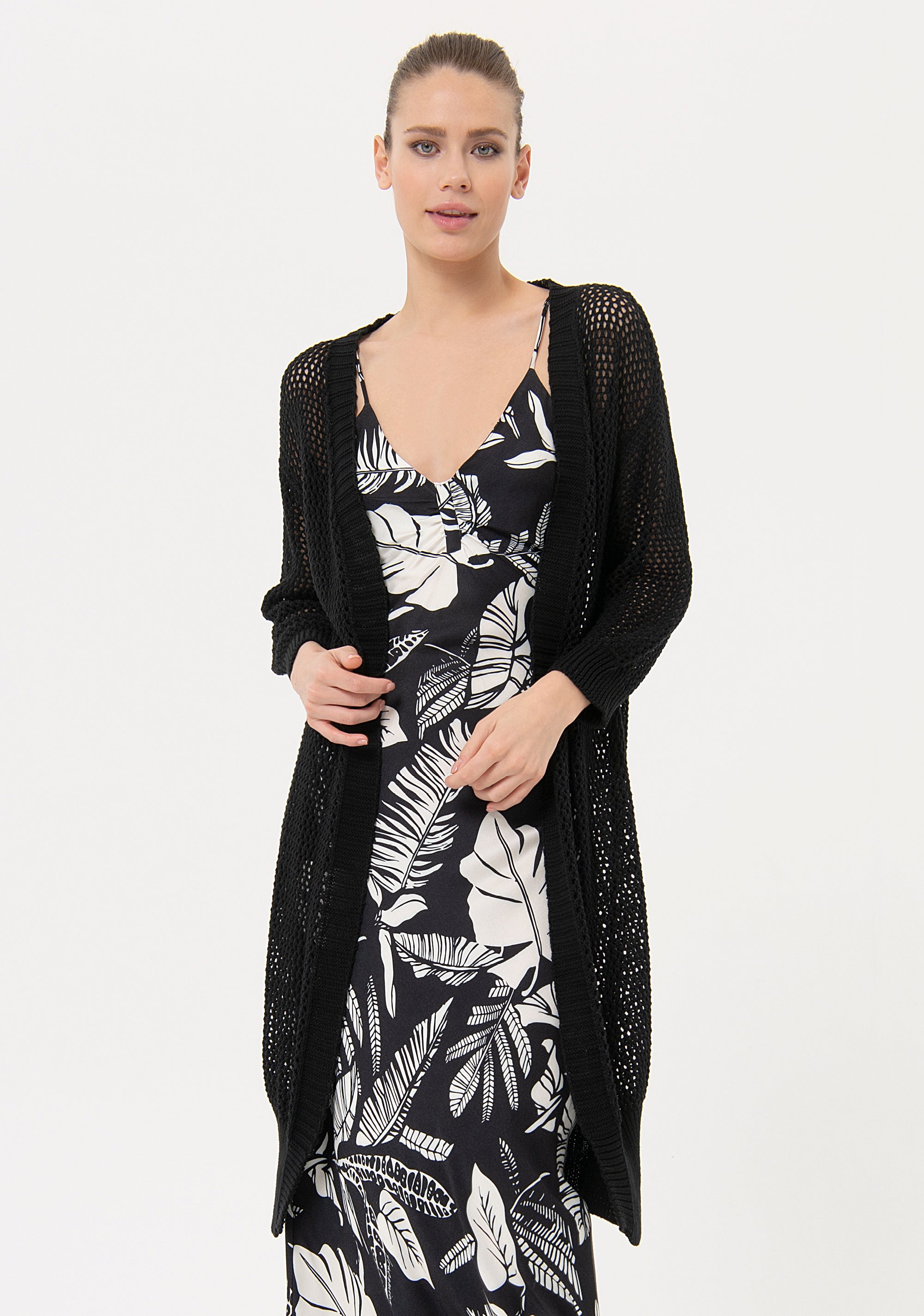 Cardigan regular fit, opened, with net stitch Fracomina FJ24ST8001K488O7-053-1