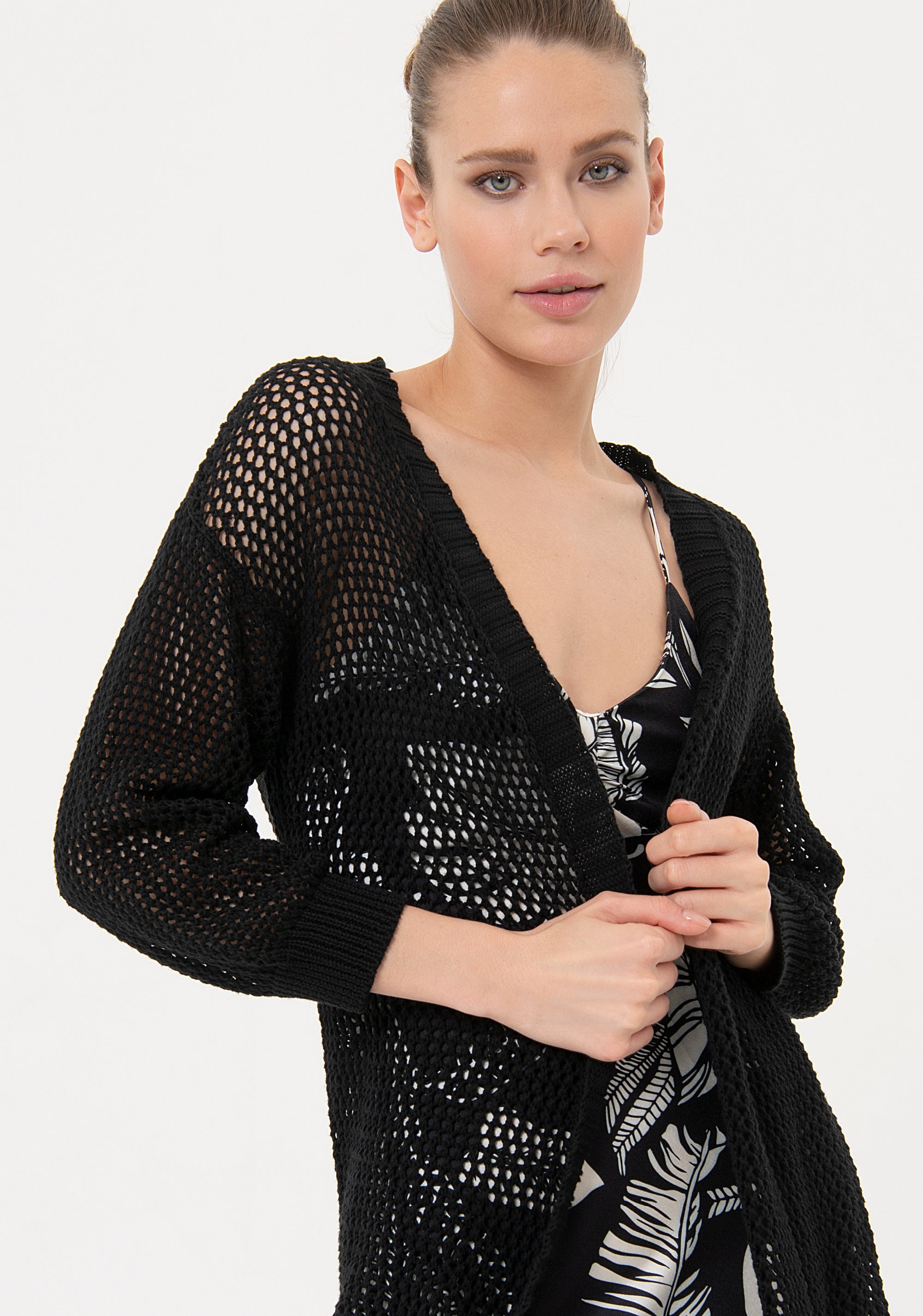 Cardigan regular fit, opened, with net stitch Fracomina FJ24ST8001K488O7-053-2