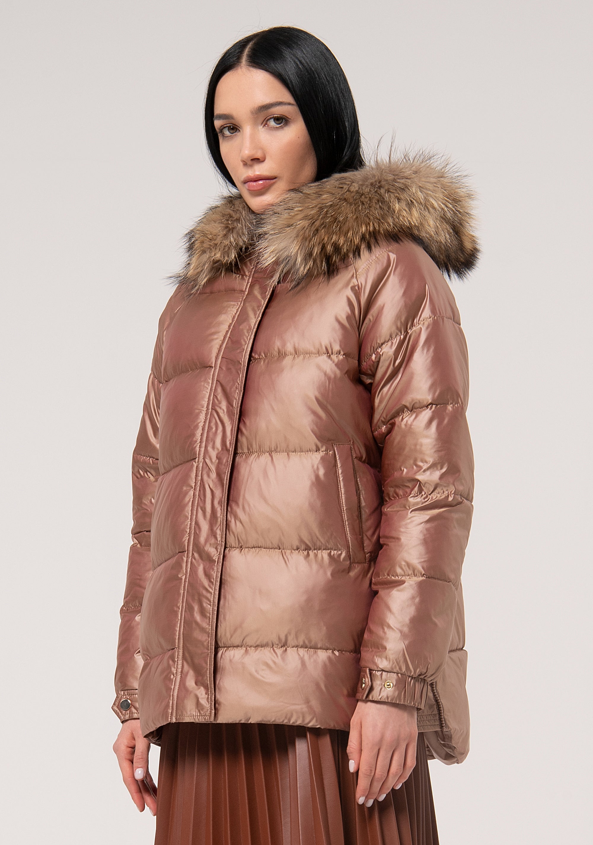 Padded jacket regular fit with fur details Fracomina FJ24WC3002O45601-315-3