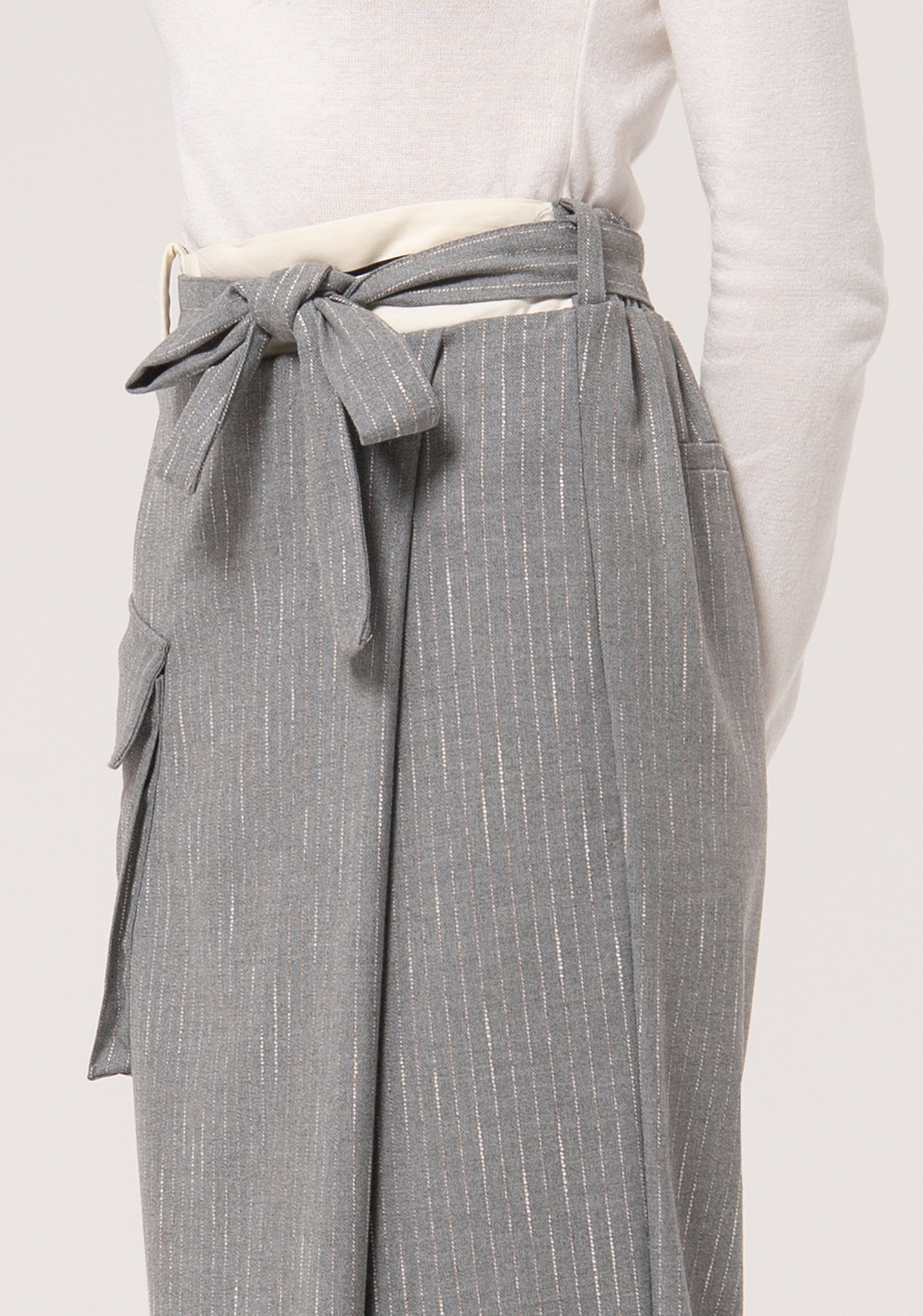 Wrap skirt regular fit middle length made in pinstriped fabric Fracomina FJ24WG2002W726D4-156-2