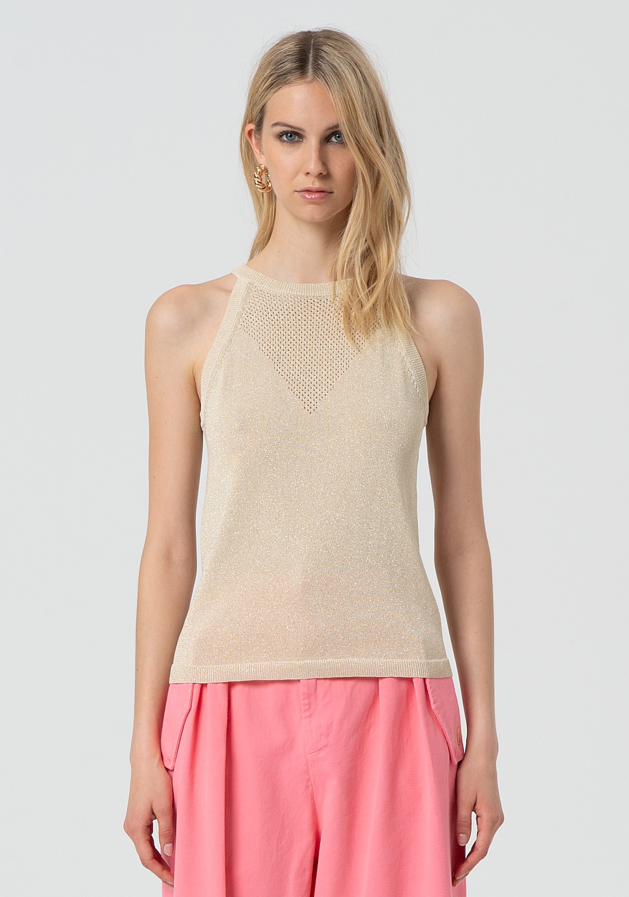 Knitted sleeveless top with lurex Fracomina FJ25ST4003K420Q7-150-1