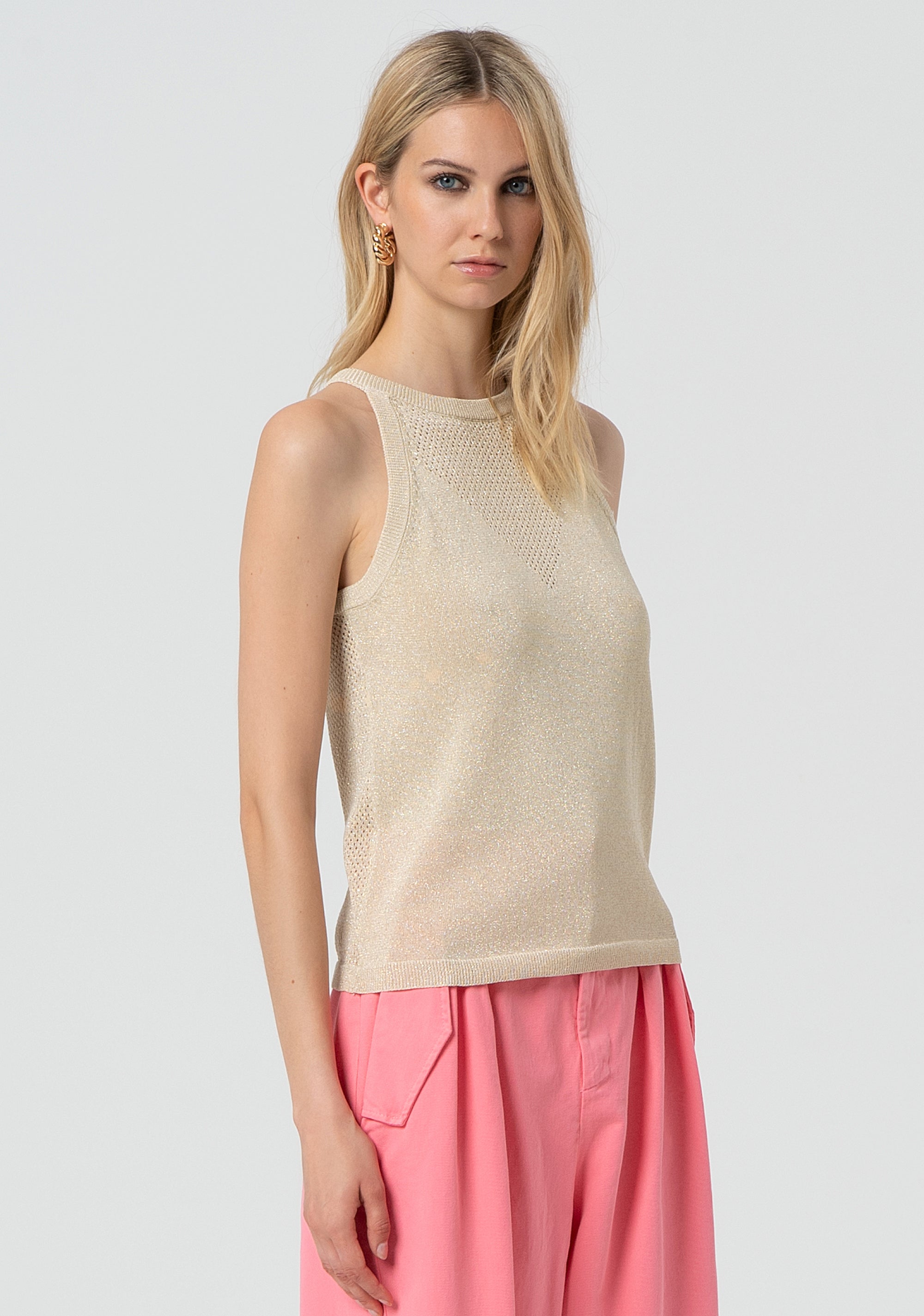 Knitted sleeveless top with lurex Fracomina FJ25ST4003K420Q7-150-3