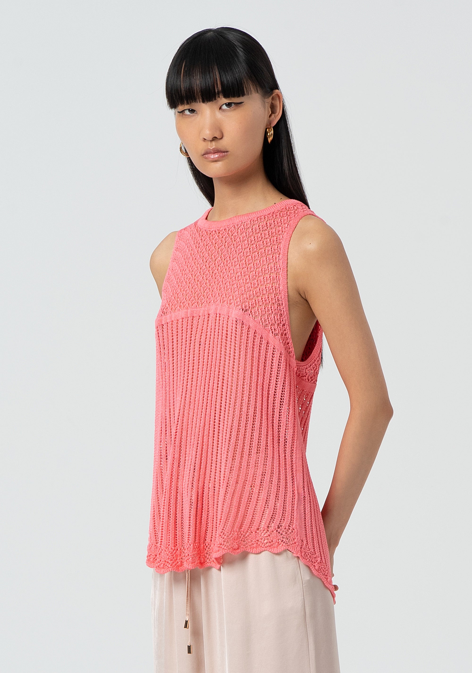 Knitted sleeveless top A-shape Fracomina FJ25ST4006K41001-T15-3