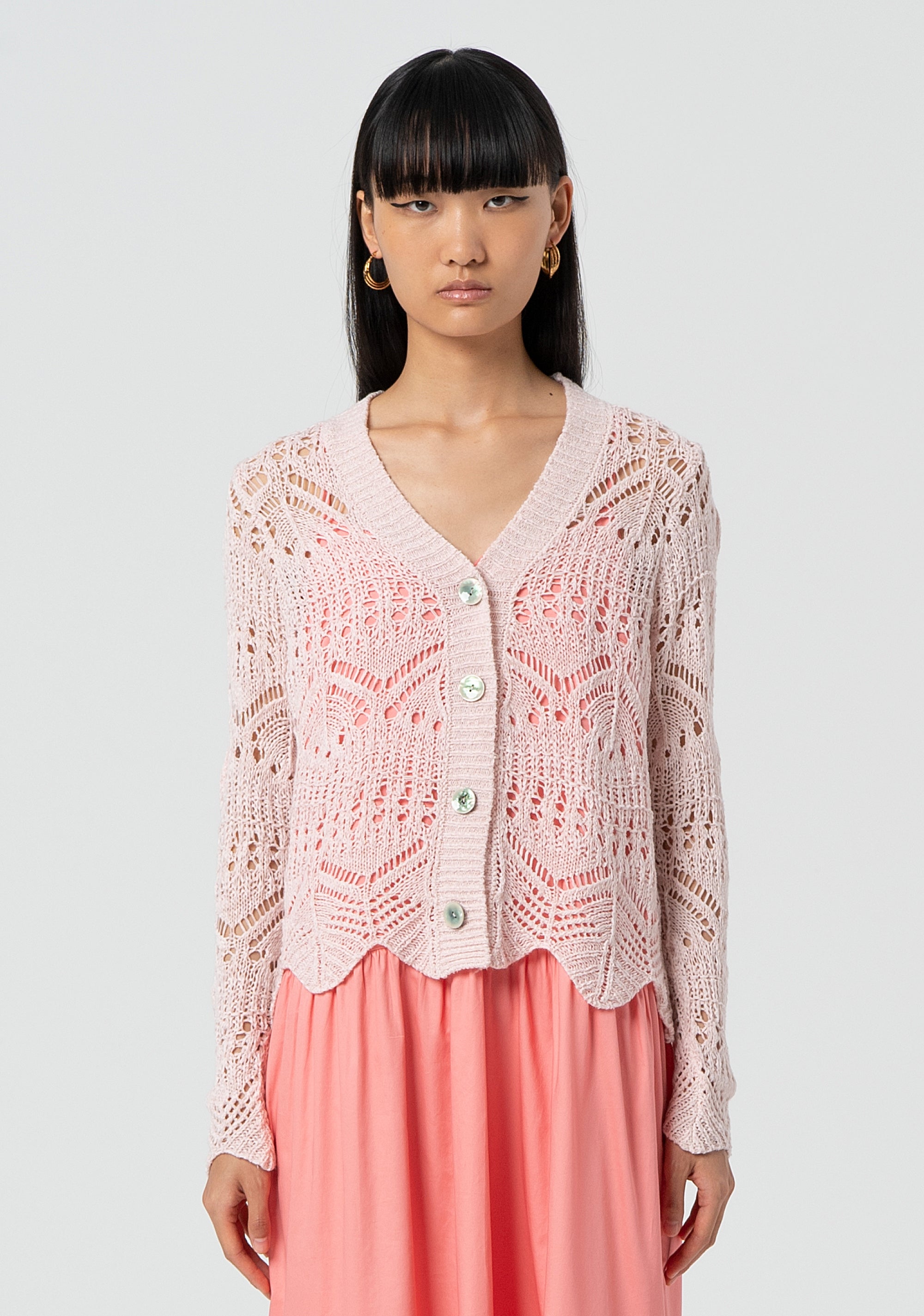 Knitted cardigan regular fit with openwork Fracomina FJ25ST8002K457R6-E06-1