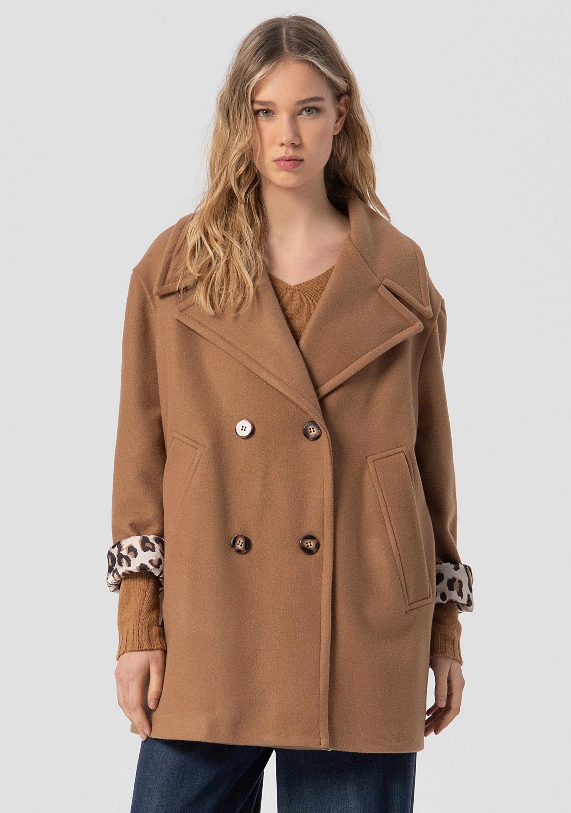 Coat oversize double breasted Fracomina FJ25WC1002W50001-T85-1_b778ddfd-76e4-4e26-a8ab-b2e99233f9df