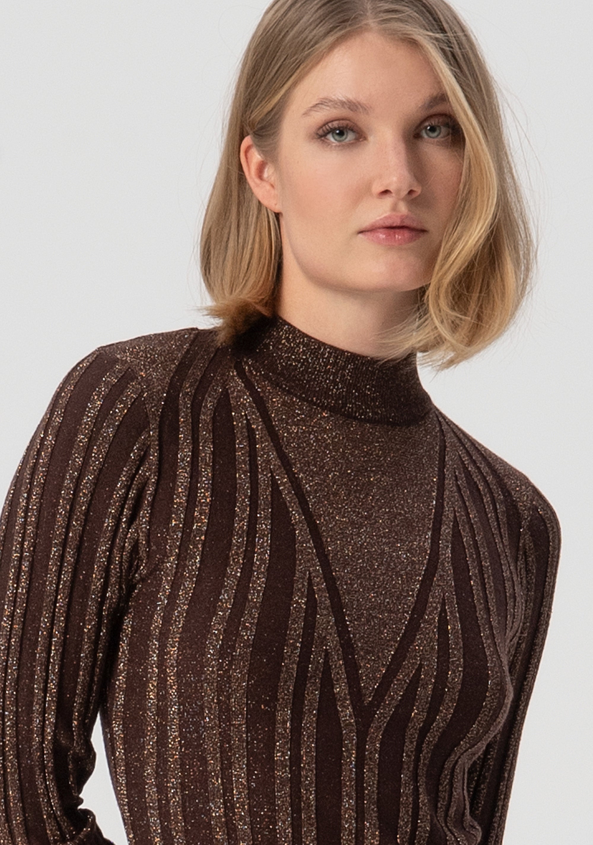 Mini tight knitted dress with lurex Fracomina FJ25WD5006K463Q7-T87-2