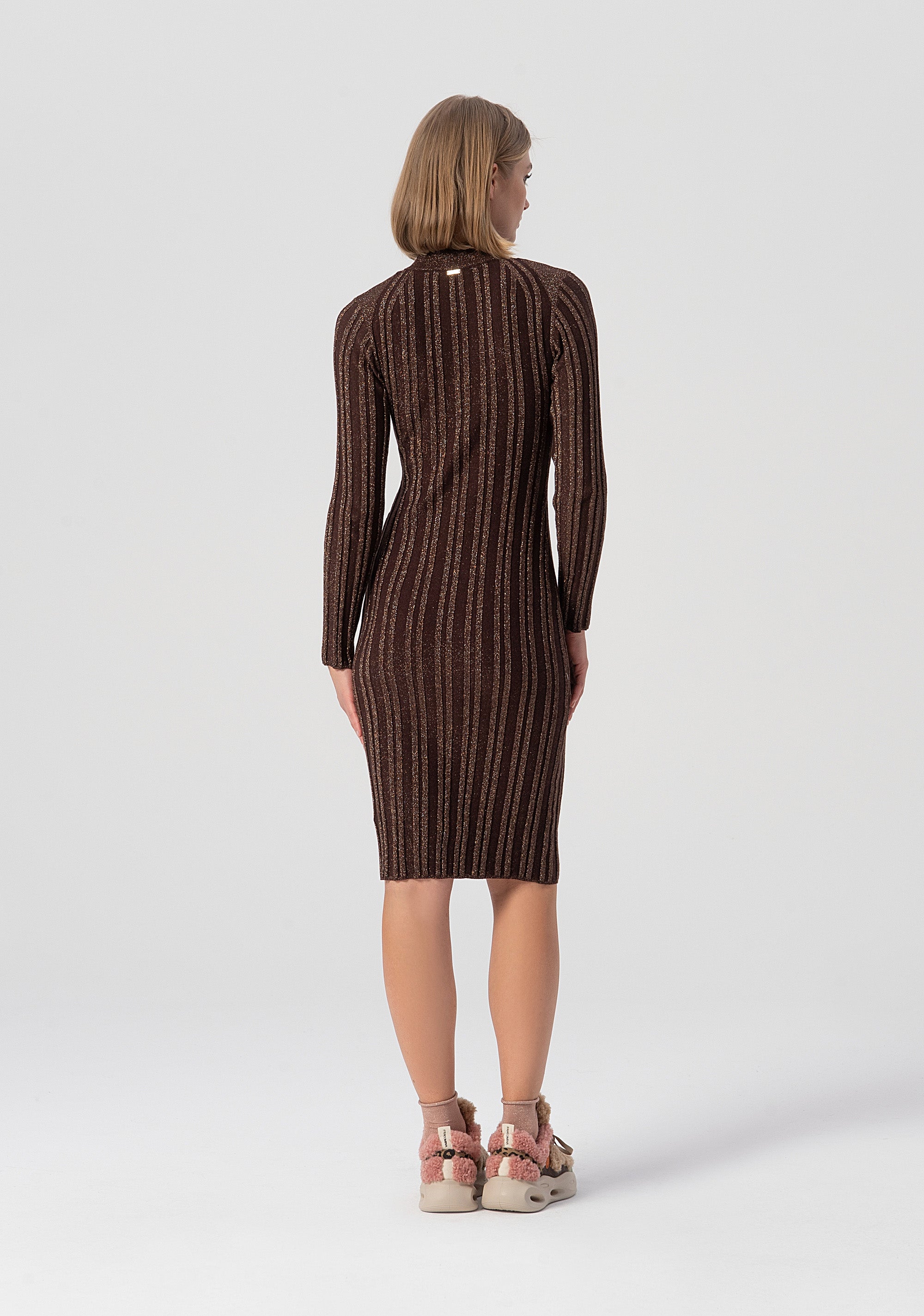 Mini tight knitted dress with lurex Fracomina FJ25WD5006K463Q7-T87-3