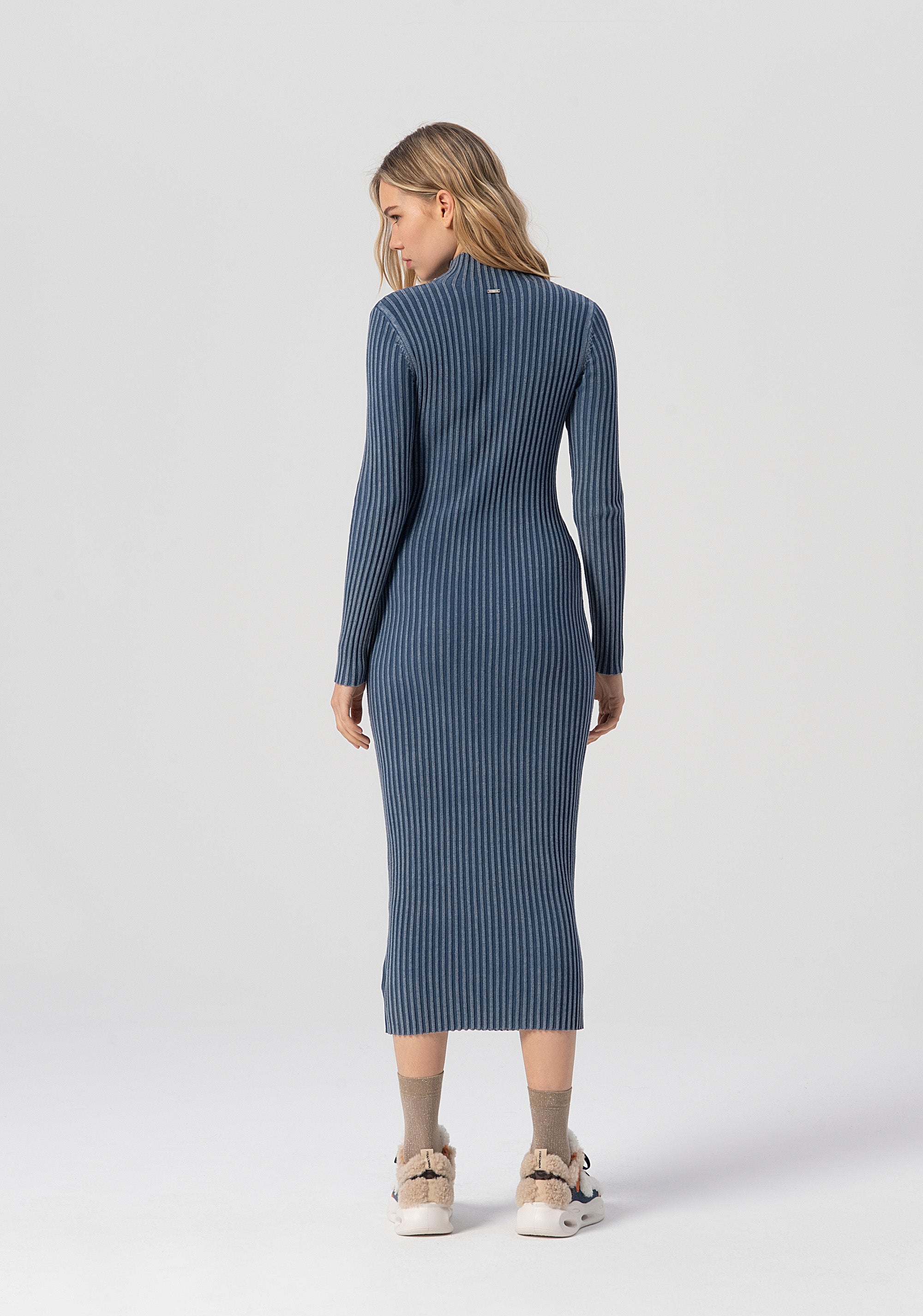 Long knitted dress regular fit with ribs Fracomina FJ25WD5012K414O3-166-3