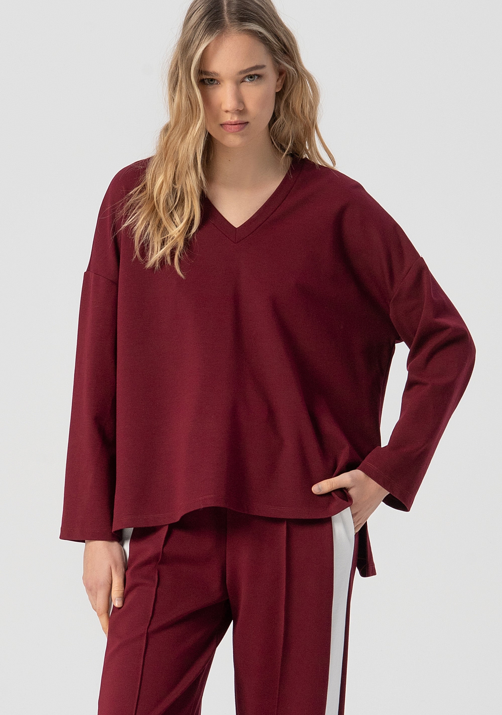 T-shirt wide fit with V-neck drop Fracomina FJ25WT3002W72701-H75-1
