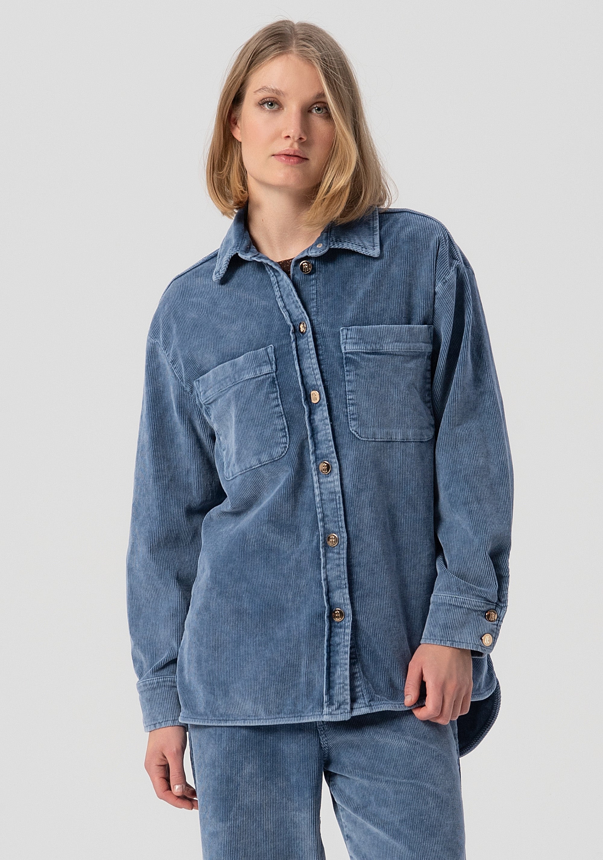 Long shirt over fit made in velvet with used effect Fracomina FJ25WT6003W59601-166-1