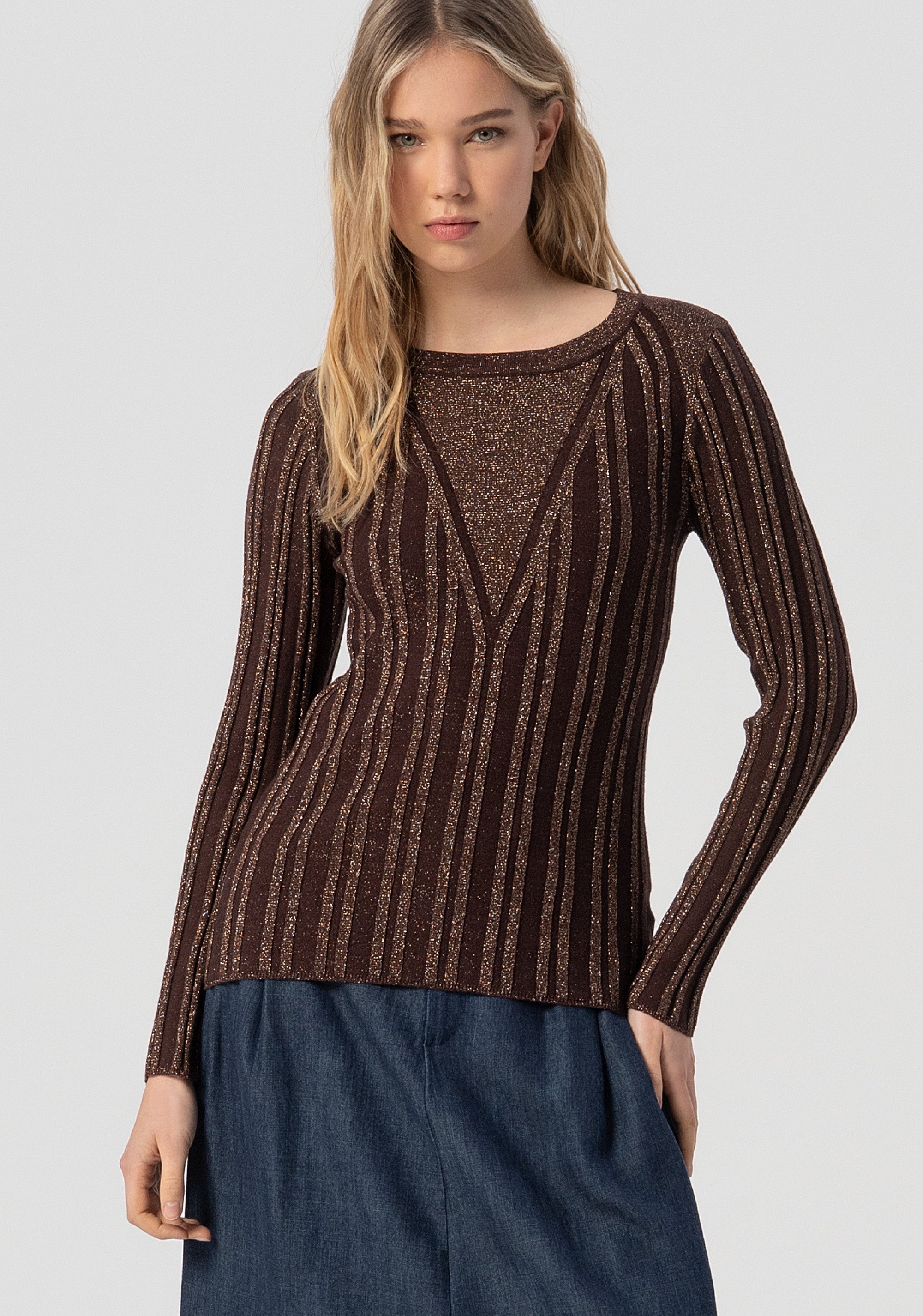 Knitwear tight fit with lurex Fracomina FJ25WT7013K463Q7-T87-1