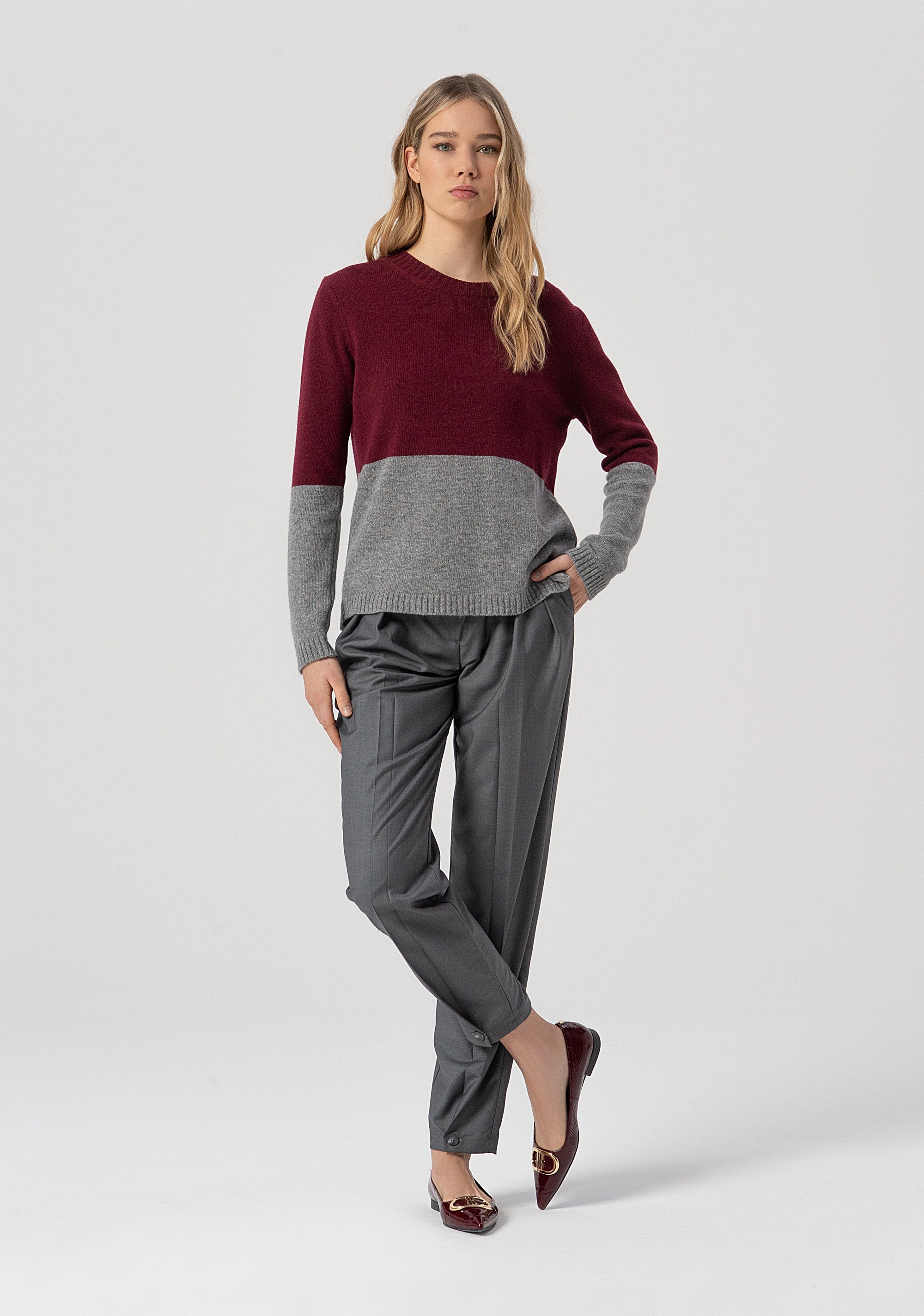 Knitwear regular fit, double color, made in wool and cachemire Fracomina FJ25WT7014K55701-T88-4